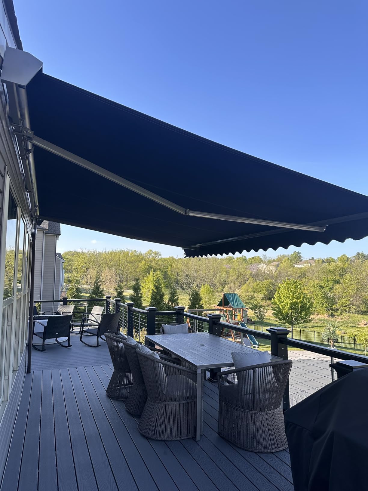 ADVANING Classic Series 16'X10' Electric Retractable Awning, 100% Acrylic UV+ Sun Shade Canopy, Light Taupe (Solid), EA1610-A013H customer photo 1