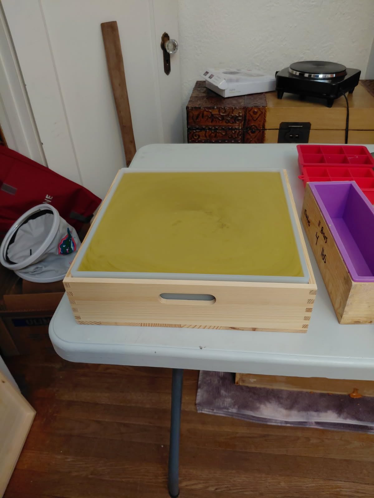 Square soap molds for soap Making Large Size - 8L 282OZ 18lb Large Rectangle Soap Mold Silicone - with Wood Box and Wooden Cover, soap Packaging, Gloves, Stirring Stick customer photo 2