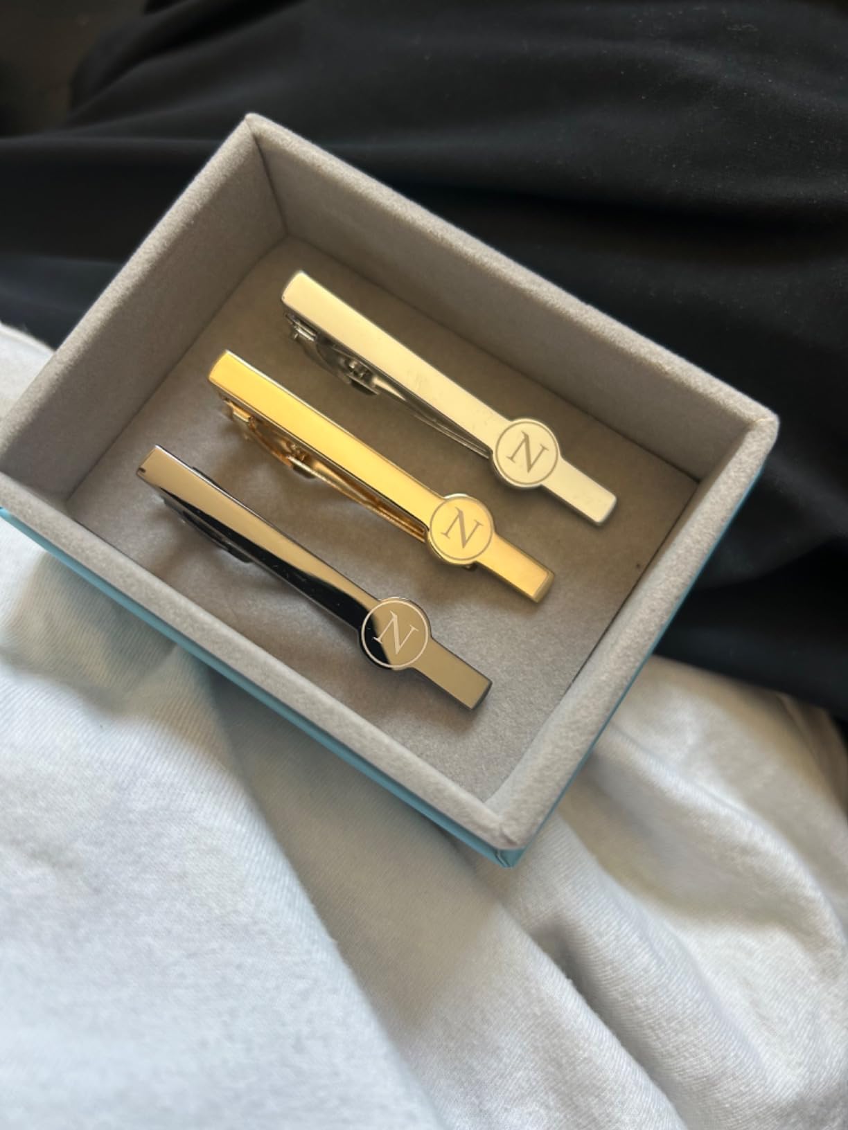 Tie Clips for Men 2.1inch Initial Letter Tie Clip Bar Set customer photo 1