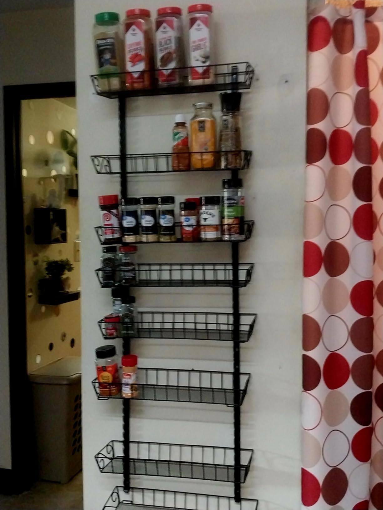 SWOMMOLY Adjustable Wall Mount Spice Rack Organizer, 12-Tier Dual-use (Multi-use) Hanging Spice Shelf Storage for Kitchen Pantry Cabinet Door, Seasoning Holder Organizer, Black customer photo 1