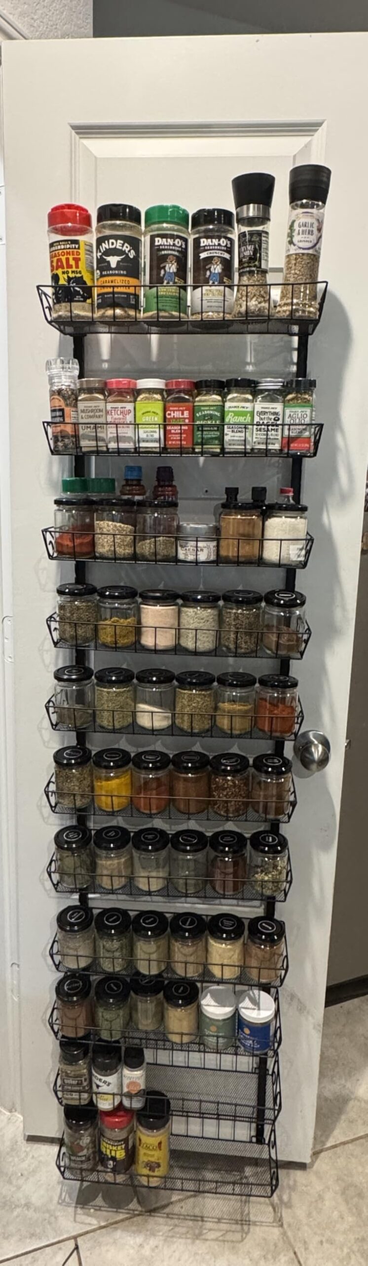 SWOMMOLY Adjustable Wall Mount Spice Rack Organizer, 12-Tier Dual-use (Multi-use) Hanging Spice Shelf Storage for Kitchen Pantry Cabinet Door, Seasoning Holder Organizer, Black customer photo 2