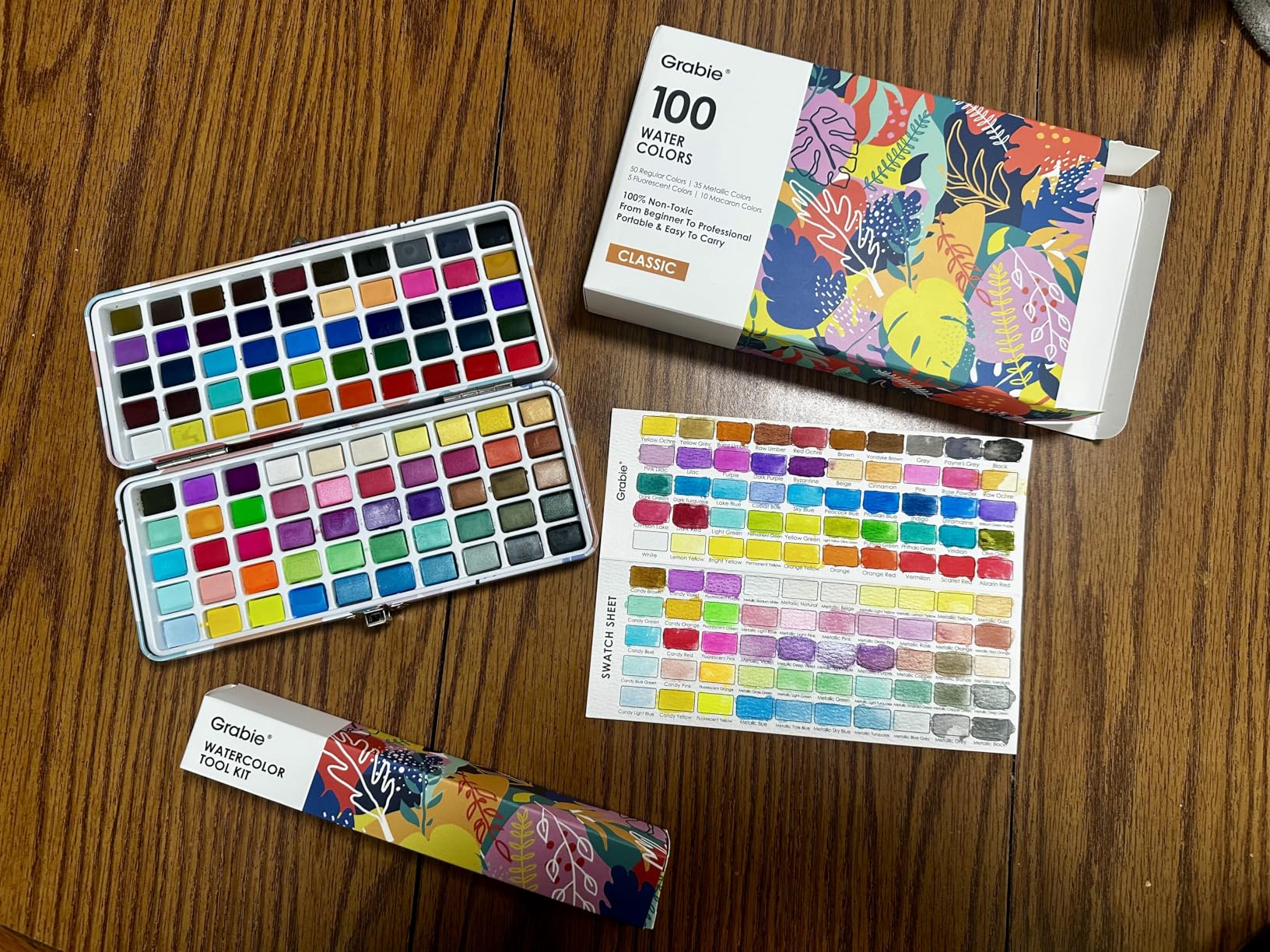 Grabie 50 Colors Watercolor Paint Set, Detail Paint Brush Included, Watercolor Paints, Painting Sets, Art Supplies for Painting, Travel Watercolor Set, Amateur Hobbyists customer photo 1