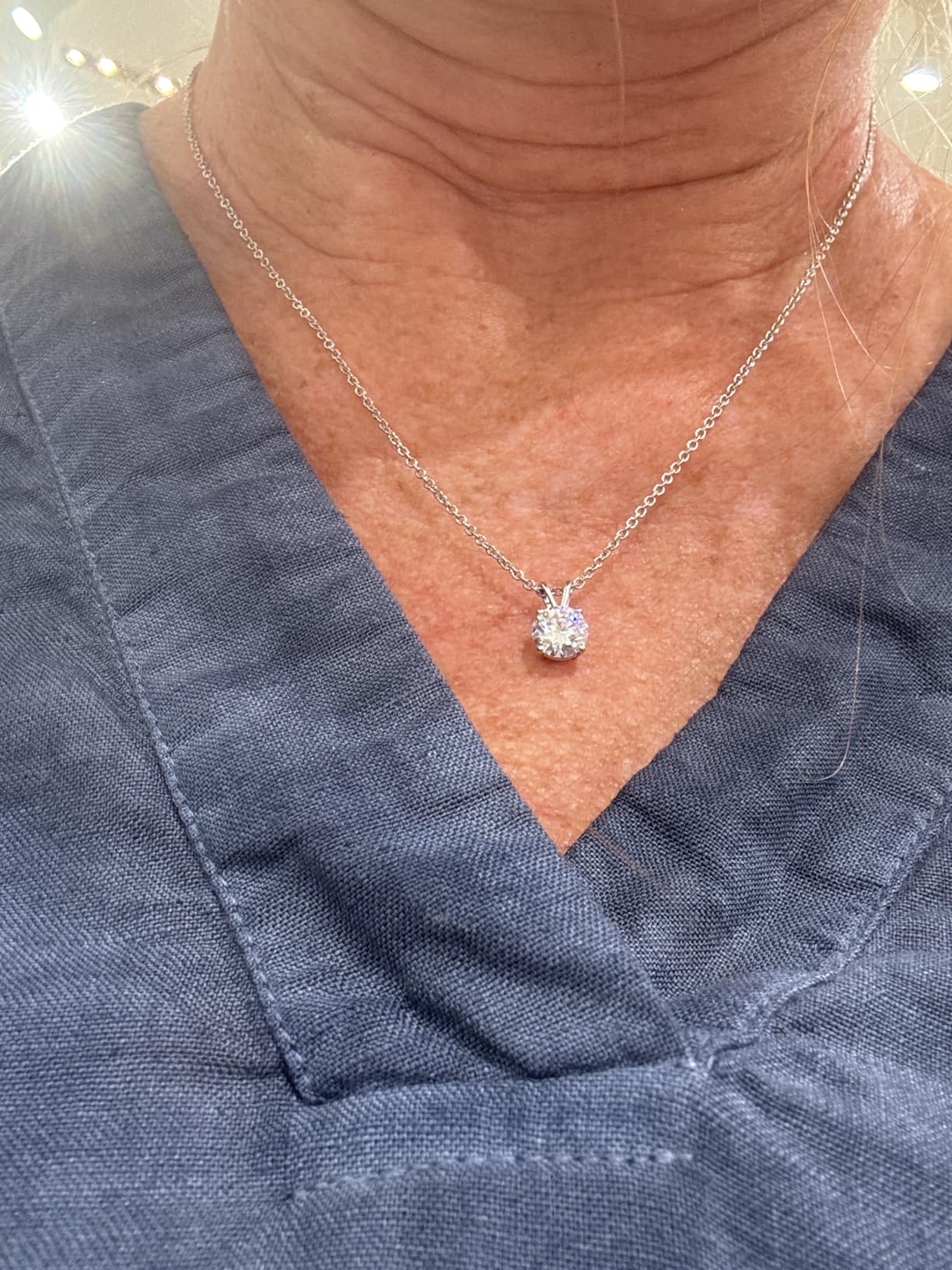 Fascinating Diamonds IGI Certified Lab Grown Diamond Solitaire Pendant 14K Gold 1/2-5 Carat 4 Prong Diamond Necklace 18 Inch Gold Chain For Women (E-F-G, VS1-VS2, 0.50-5 C.t.w) customer photo 2