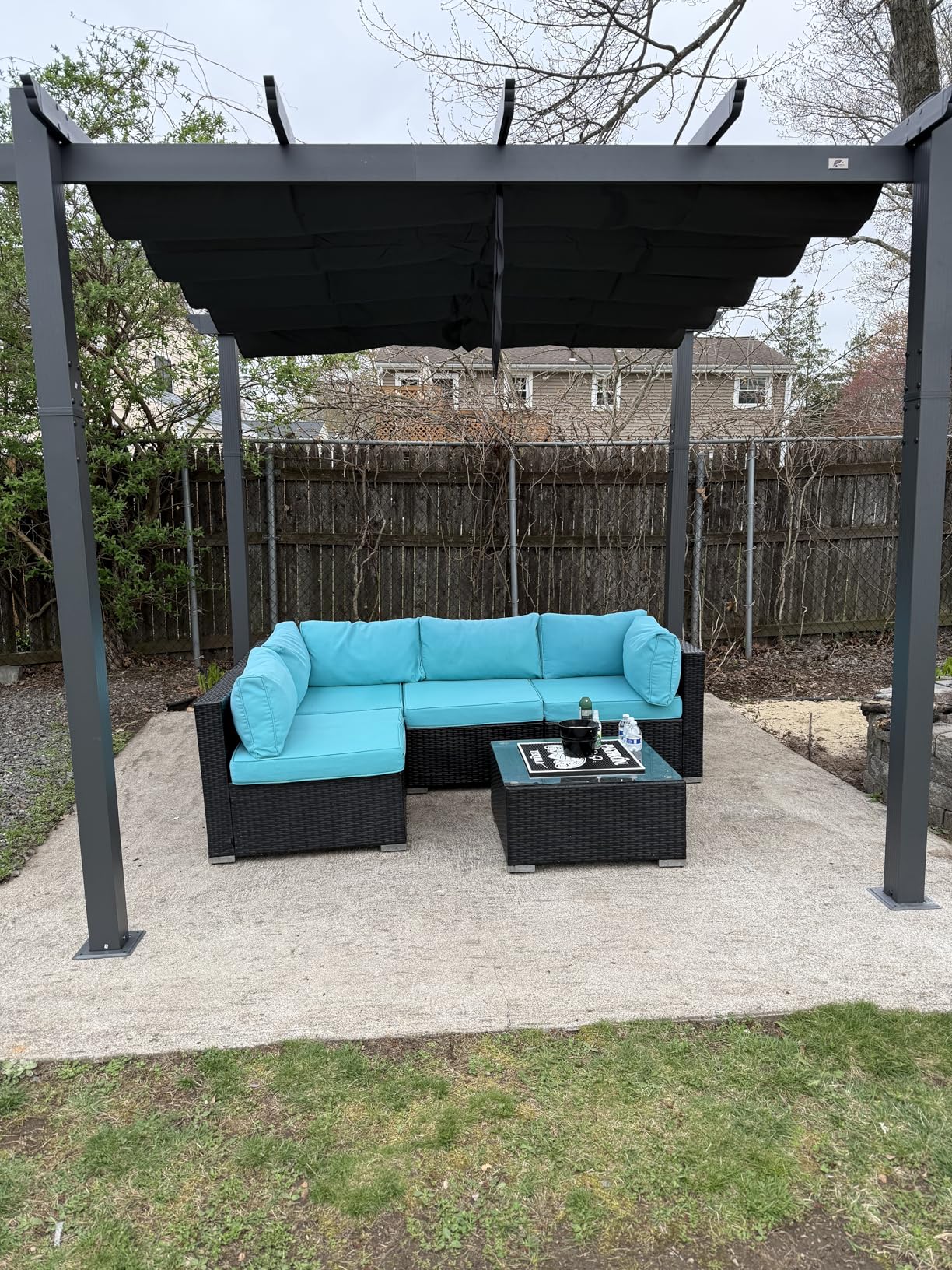 PURPLE LEAF 12' X 18' Outdoor Pergola with Retractable Canopy Aluminum Shelter for Porch Garden Sun Shade Beach Pavilion Grape Trellis Grill Gazebo Modern Backyard Deck Metal Patio Pergola Gray customer photo 2