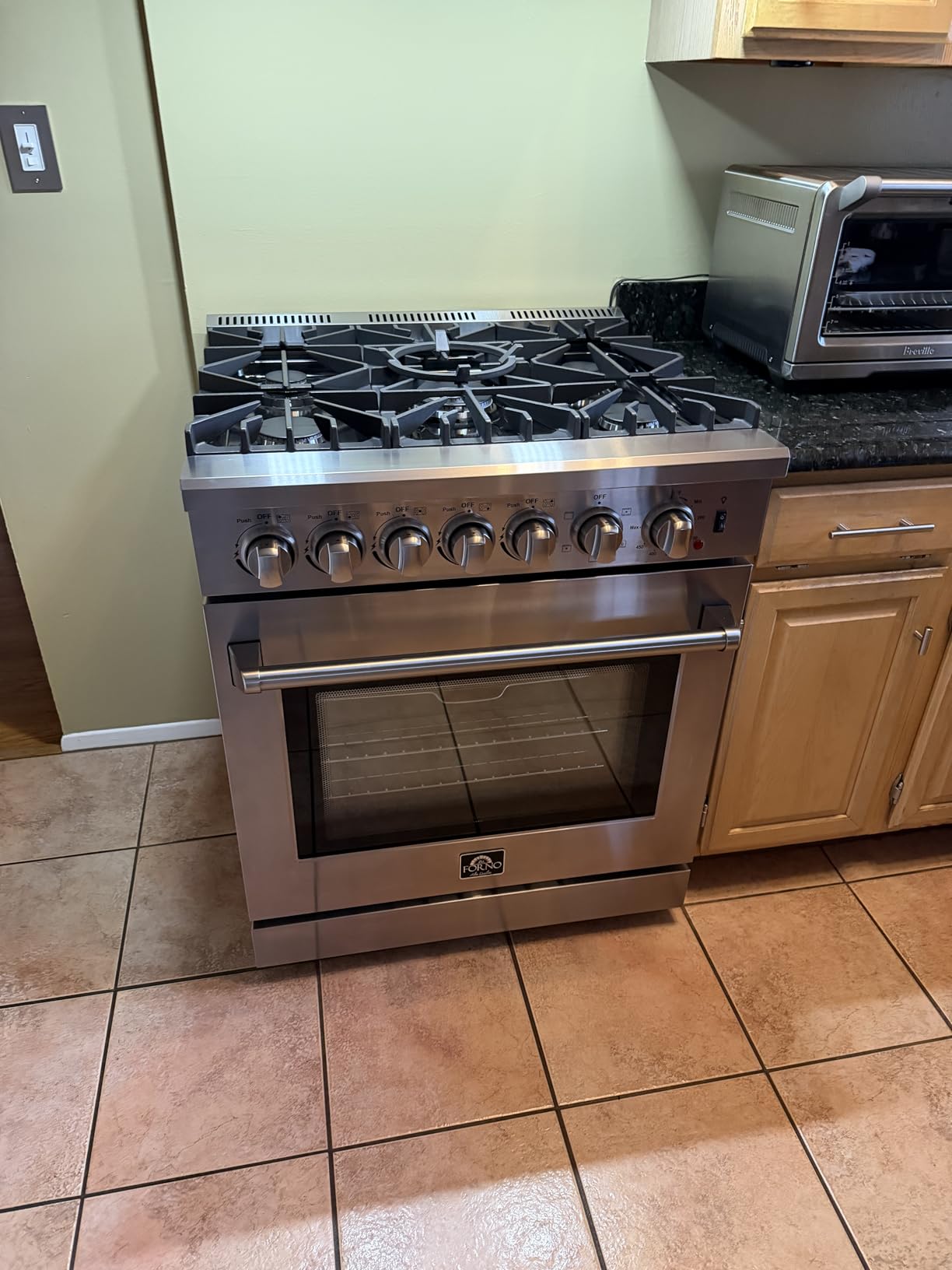 FORNO Lazio Dual Fuel 30 Inch Gas Range Electric Oven Freestanding 5 Sealed Burners 69,500 BTU Stove-Top Output, Electric Oven Includes Air Fryer and Griddle customer photo 1
