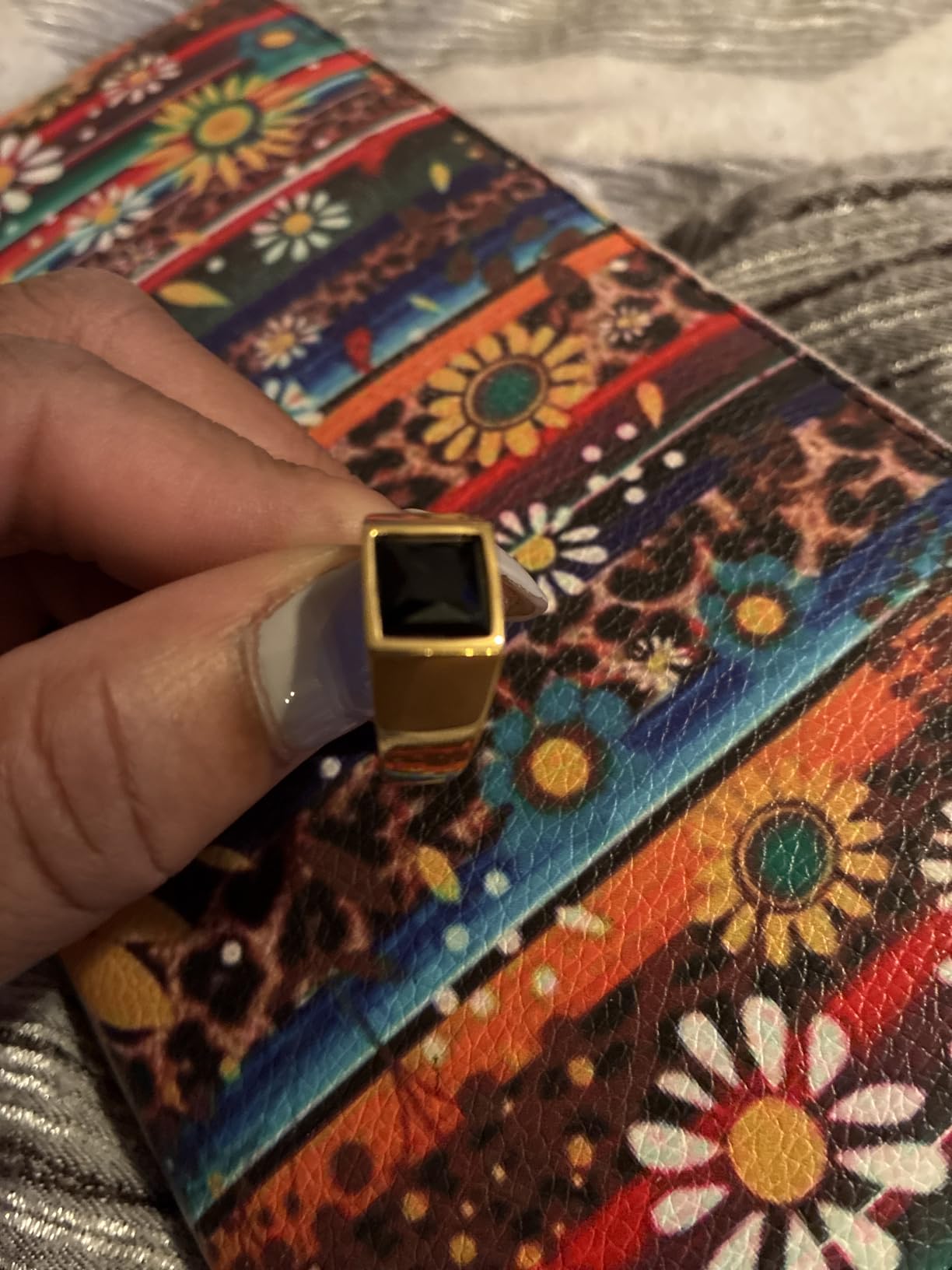 Bestyle Stainless Steel Men Signet Ring-Black/Blue Gemstone Band Ring-Classic Simple Thick Men Ring Size 7-14 customer photo 1