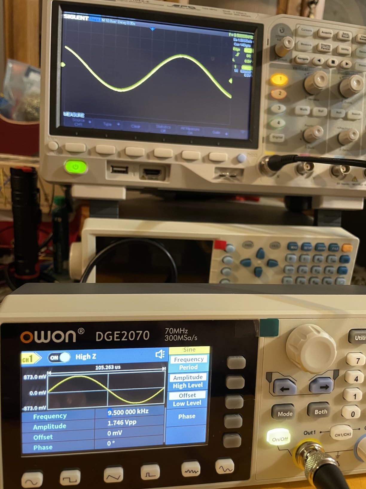 Dual-Channel Arbitrary Waveform Function Generator, 70MHz, 300MSa/s, 14-Bit, with SCPI and PC Control, DGE2070 customer photo 2