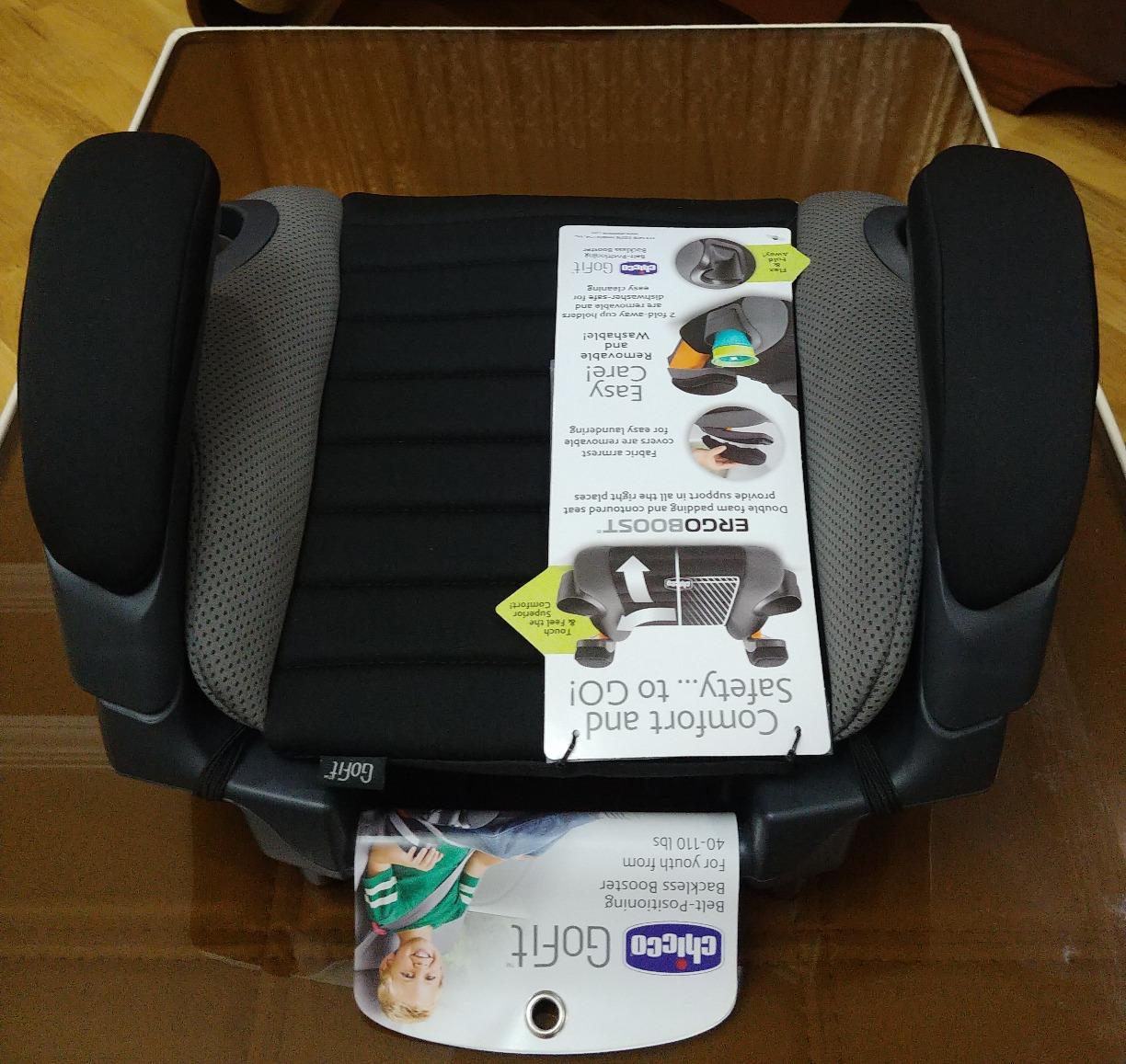 Chicco GoFit ClearTex Backless Booster Car Seat, Travel Booster Seat for Car, Portable Car Booster Seat for Children at Least 4 Years Old and 40-110 lbs., Shadow/Black customer photo 2