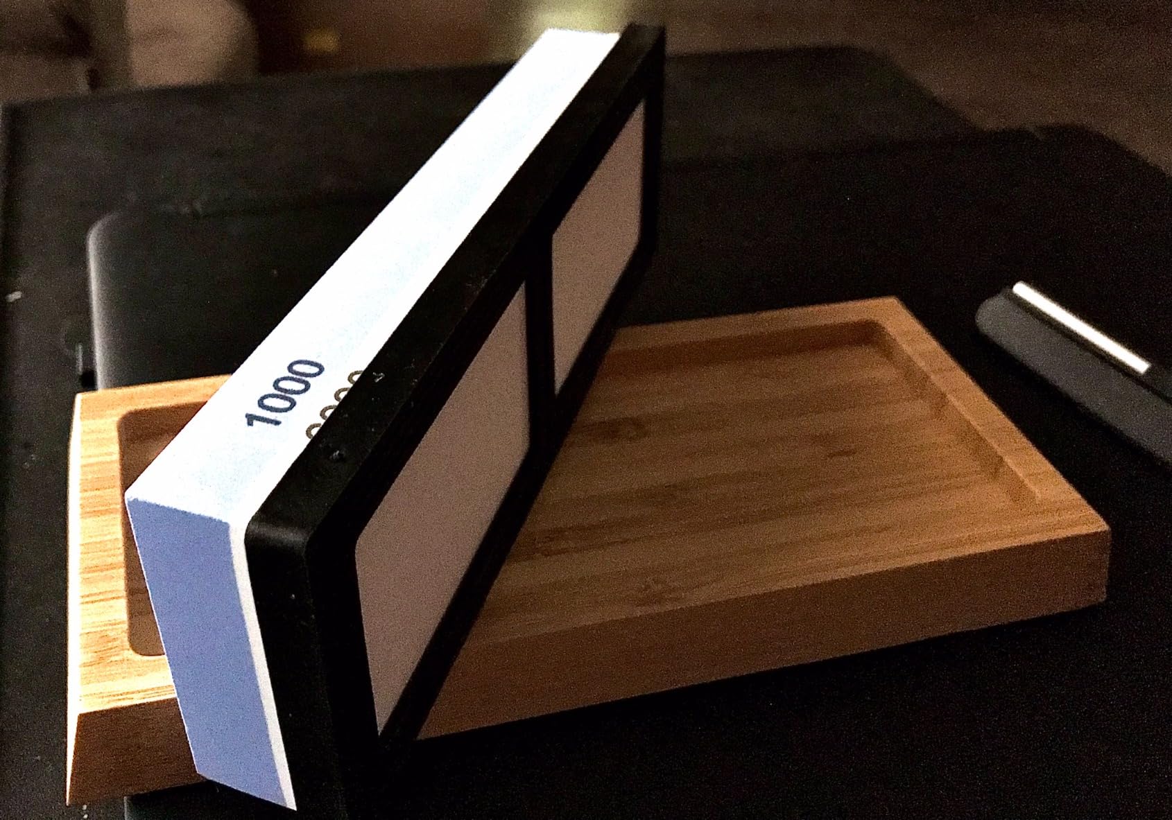 Whetstone Knife Sharpening Stone Kit - Double Sided Whetstone Knife Sharpener 1000/6000 Grit, Professional Honing Sharpening Stone Set With Slip-Resistant Bamboo Base and Angle Guide customer photo 1