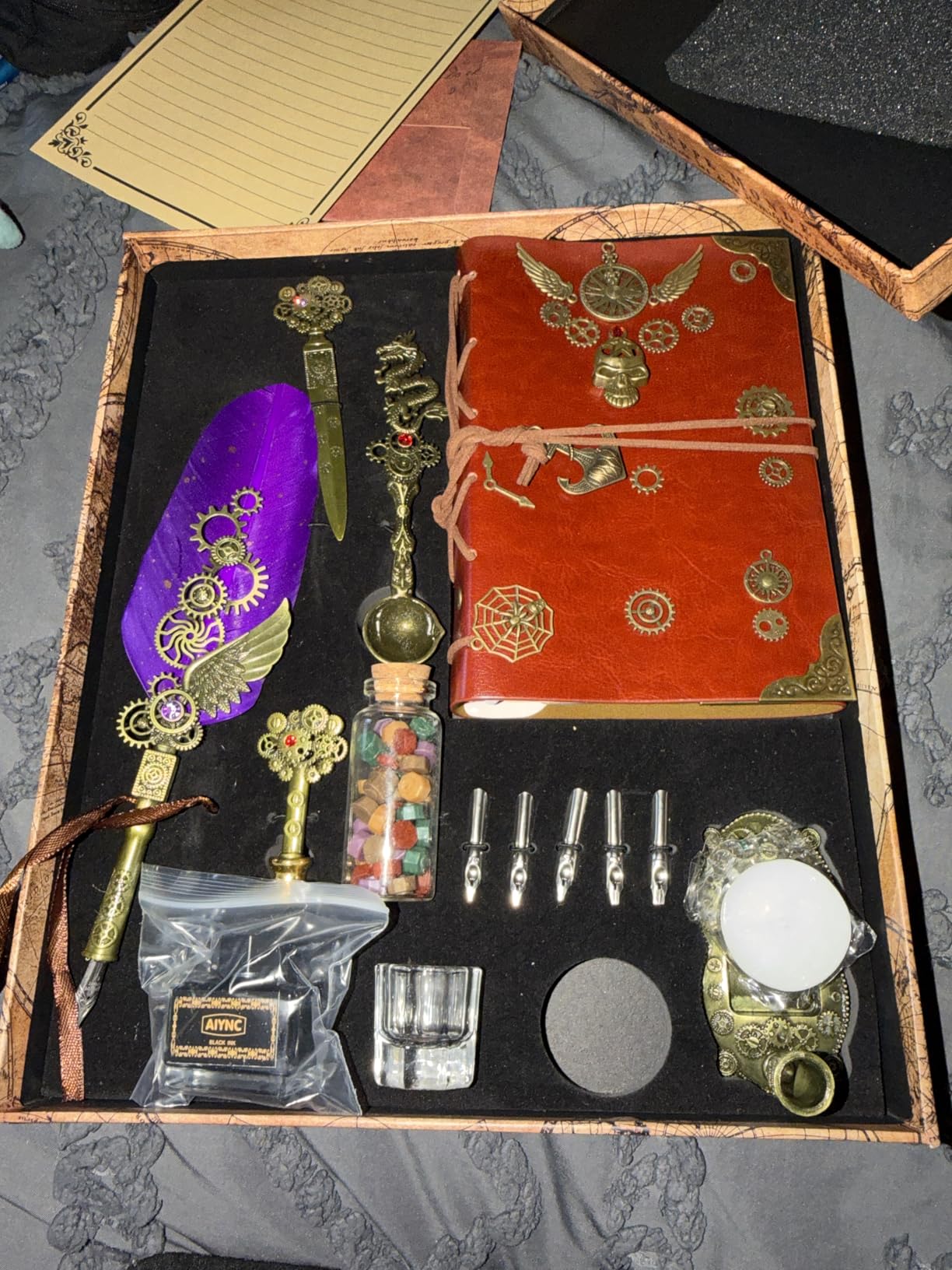 Quill Pen and Ink Set, With Notebook Wax Seal Stamp Kit, Calligraphy Set for Writing Lovers, Valentine's Day and Birthday Gifts, Ideal for Holidays(Peacock Feather) customer photo 1