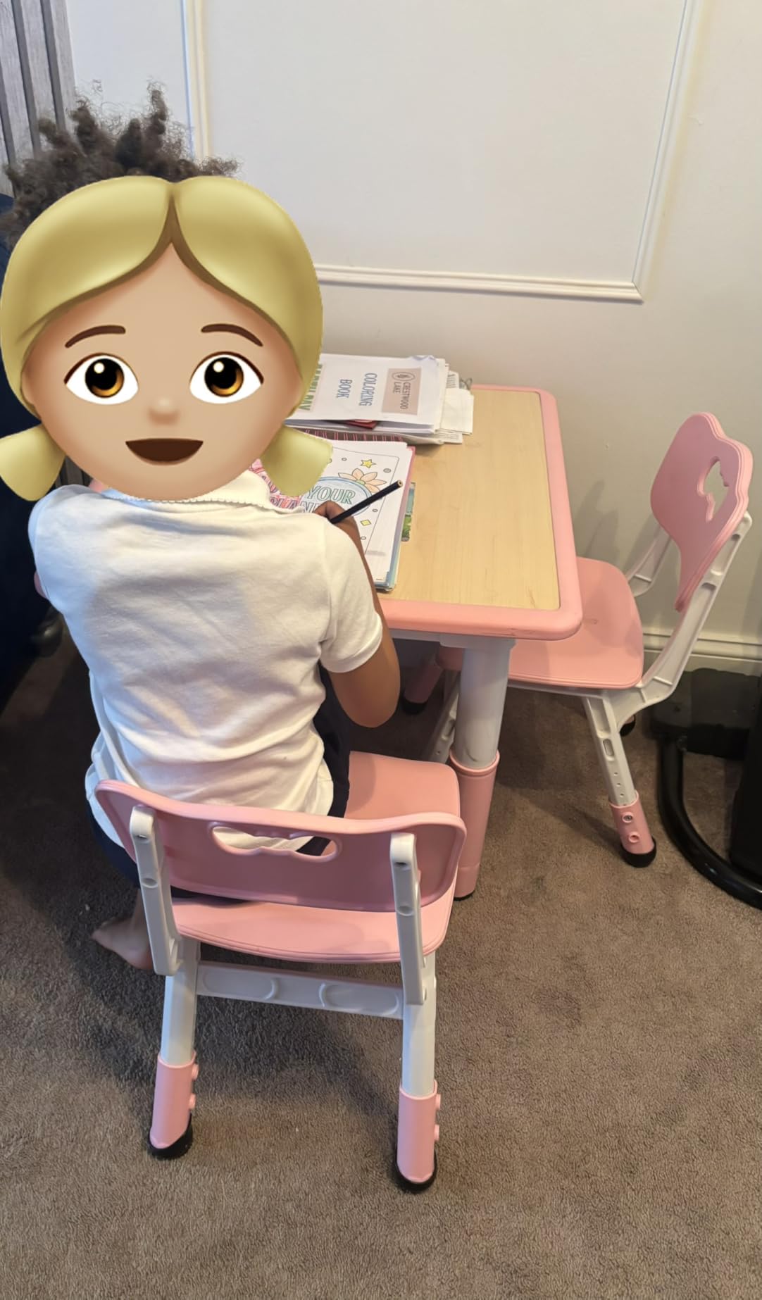 FUNLIO Kids Table and 2 Chairs Set, Height Adjustable Toddler Table and Chair Set for Ages 3-8, Easy to Wipe Arts & Crafts Table, for Classrooms/Daycares/Homes, CPC & CE Approved (3pcs Set) - Gray customer photo 1