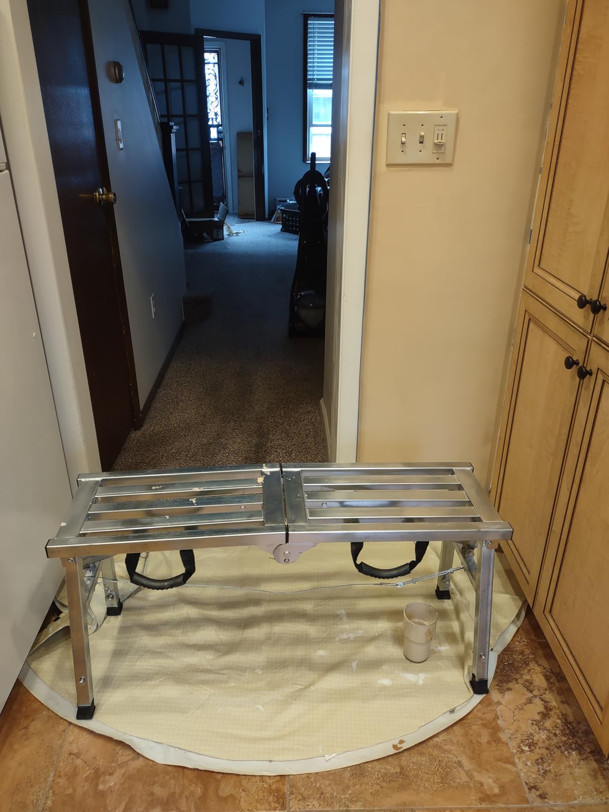 Adjustable Work Platform with 400 lb Duty Rating, Steel Step Ladder, Portable Folding Scaffolding Platform for Painting Walls customer photo 2