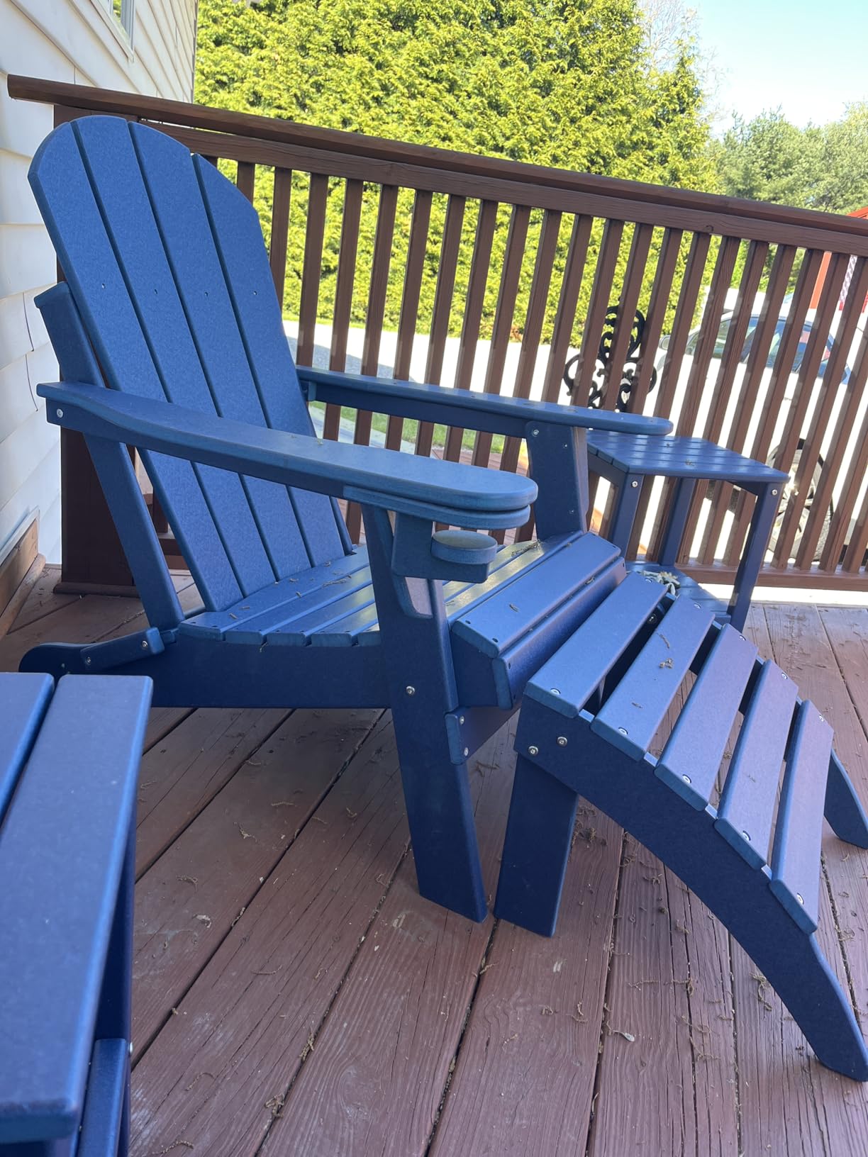 Folding Adirondack Chairs Set of 2 | HDPE Plastic | Fire Pit Chair | All Weather | Cup Holder | Blue | for Deck Backyard Patio Outdoor Garden customer photo 1
