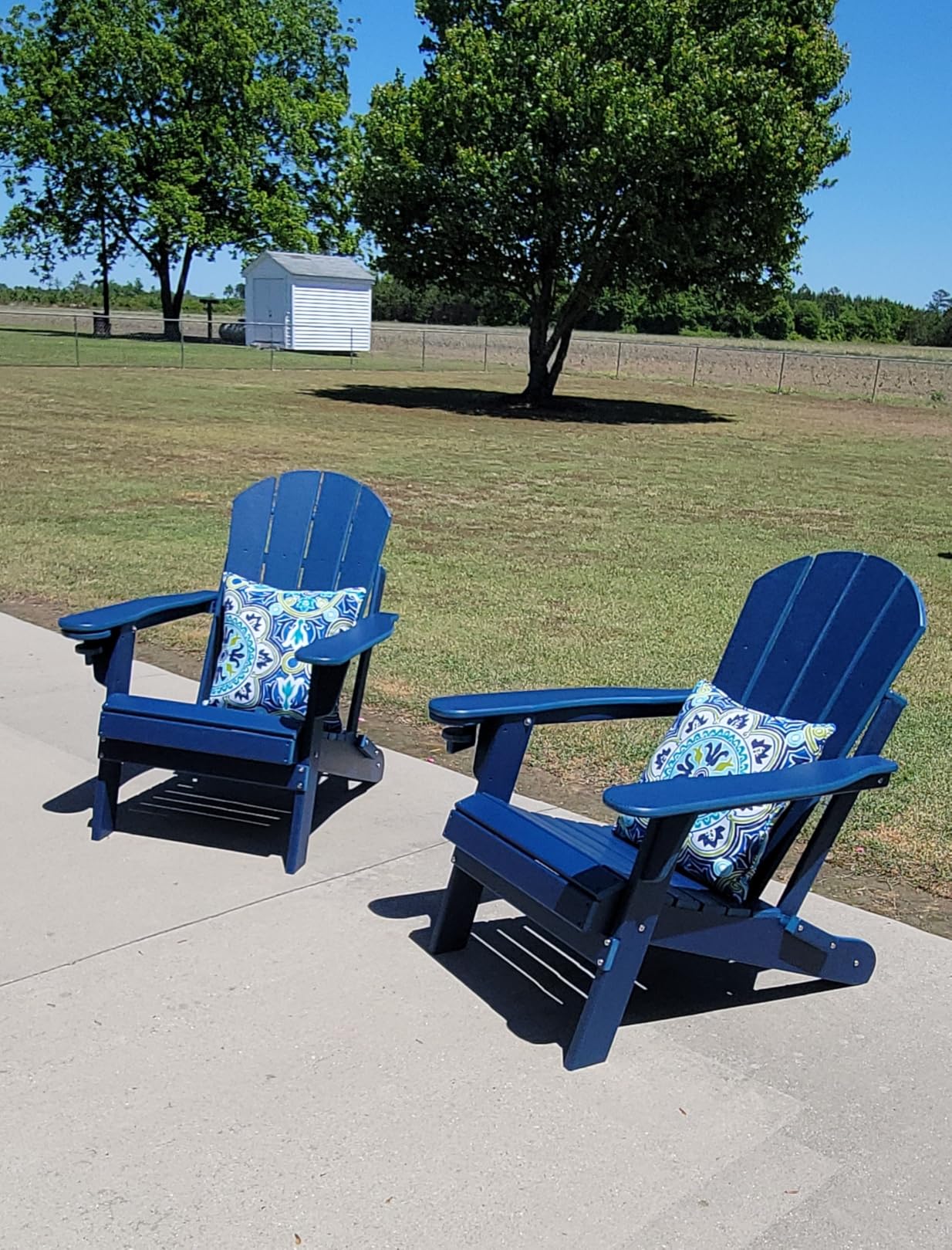 Folding Adirondack Chairs Set of 2 | HDPE Plastic | Fire Pit Chair | All Weather | Cup Holder | Blue | for Deck Backyard Patio Outdoor Garden customer photo 2