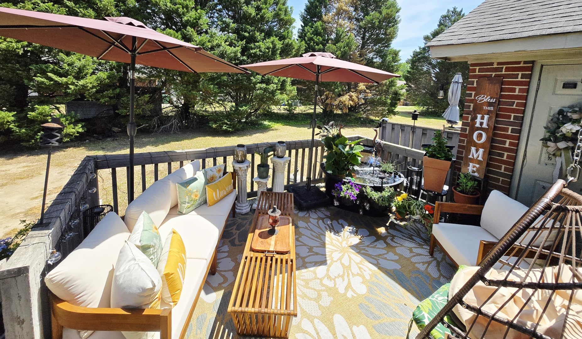 Brooklyn Outdoor 3 Seater Sofa with Cushions - Acacia Wood - Teak/Beige customer photo 1