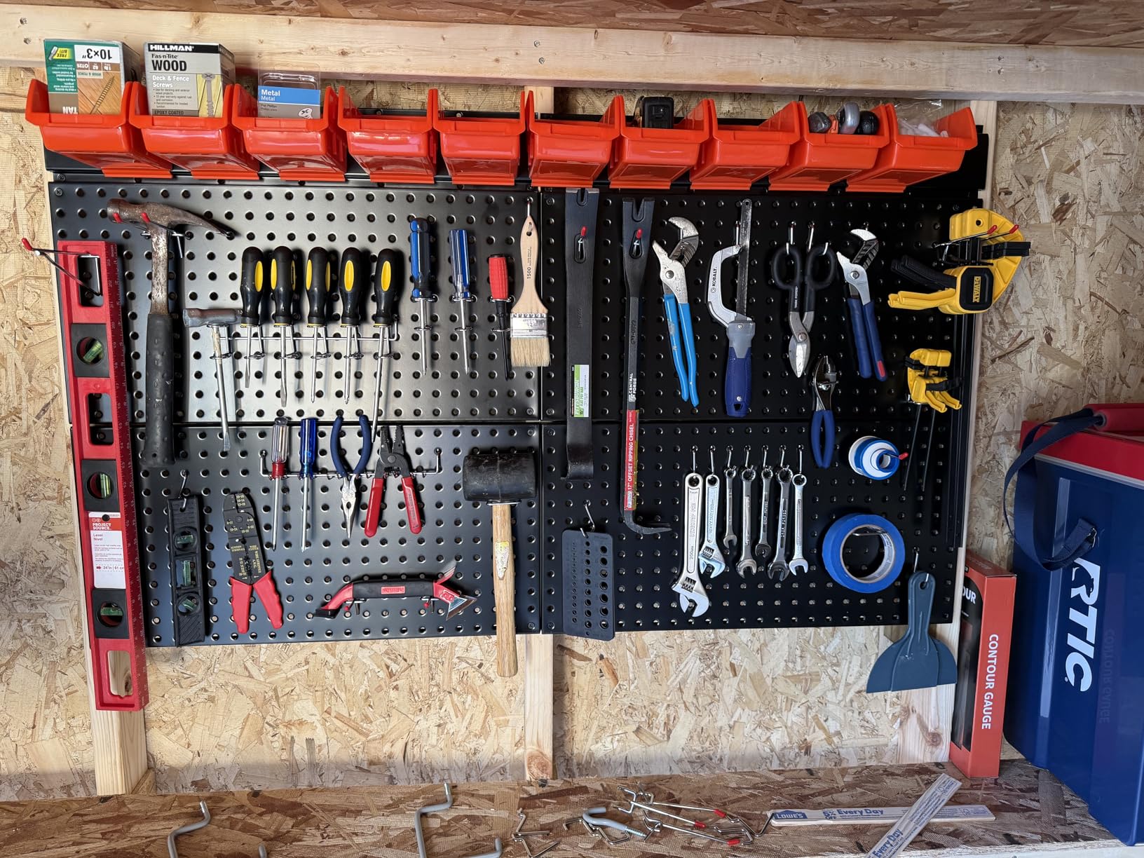 Ultrawall Pegboard Wall Organizer, Black Metal Pegboard Panels, Garage Storage System with Hooks and Storage Bins, 59pcs customer photo 1