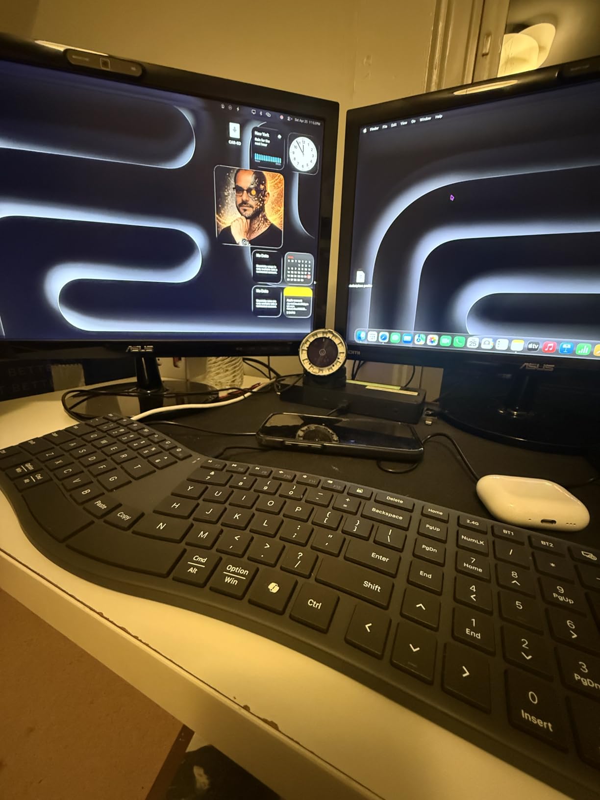 MEETION Ergonomic Keyboard and Mouse, Wireless Keyboard with Vertical Mouse, Split Curved Keyboard with Wrist Rest, Natural Typing USB Receiver Rechargeable Full Size, Windows/Mac/PC/Laptop, Large customer photo 2