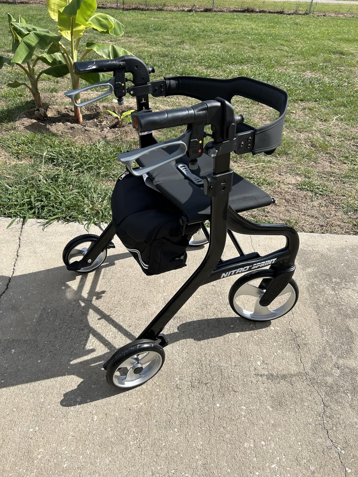 Drive Medical Nitro Sprint Foldable Rollator Walker with Seat - Lightweight Support - Large Wheels - Compact Folding Design - Adjustable Comfort - Standard Size - Red customer photo 2