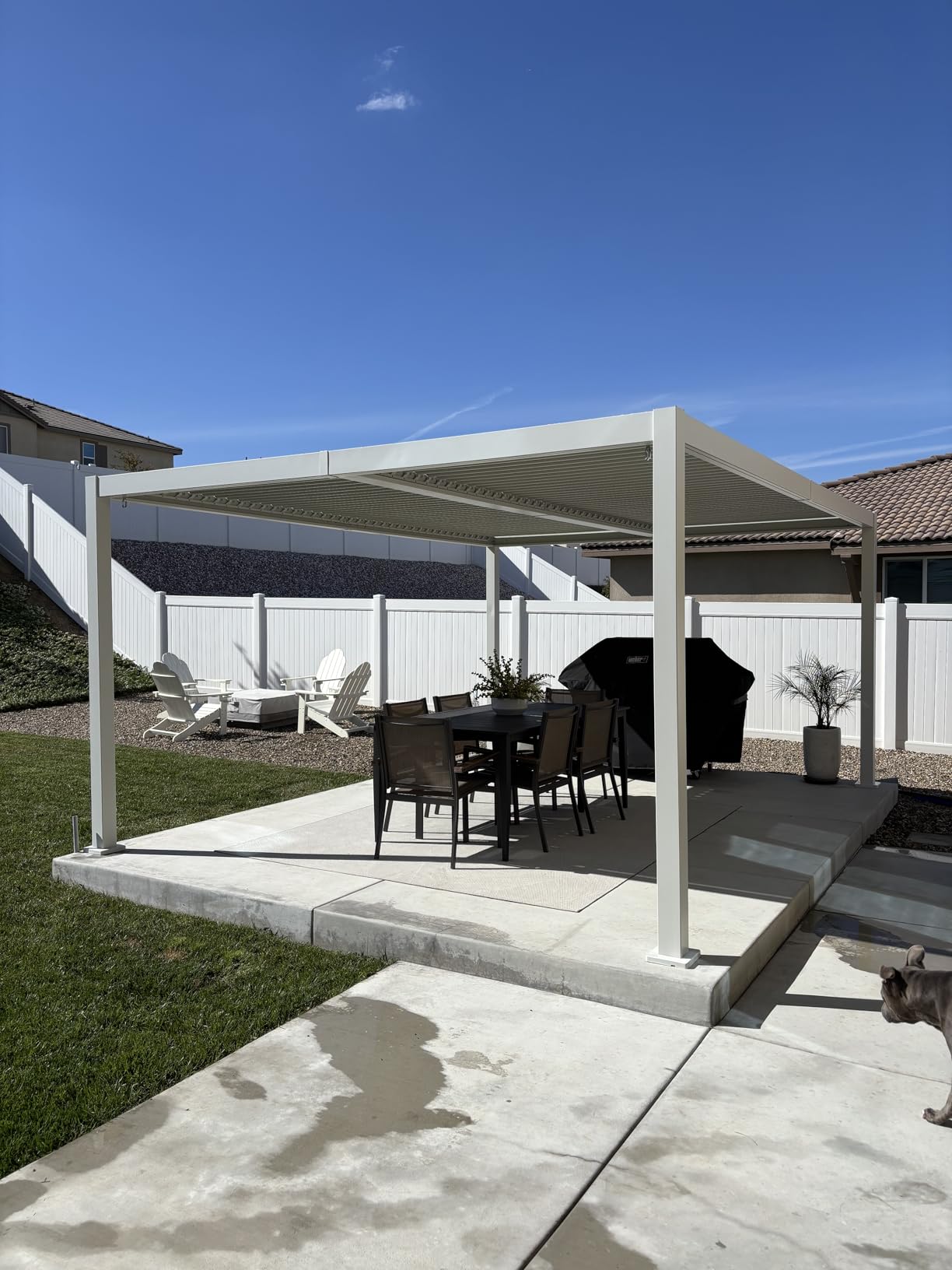 Kozyard Outdoor Louvered Pergola 10' x 12' Sun Shade Weather-Resistant Aluminum Patio Shelter with Drainage System Adjustable Louvered Roof Rain-Resistant for Poolside Patio Garden White customer photo 1