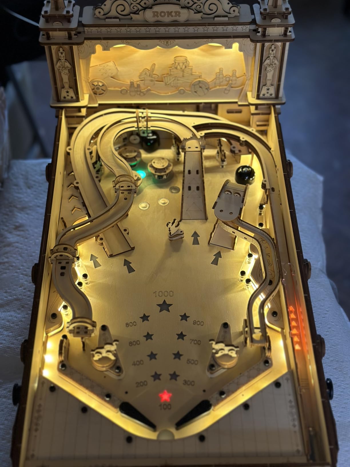 ROKR Miniature Pinball Machine - 3D Wooden Puzzles for Adults - DIY Wood Model Kits for Adults - Toy Gifts for Ages 14 and Up customer photo 1