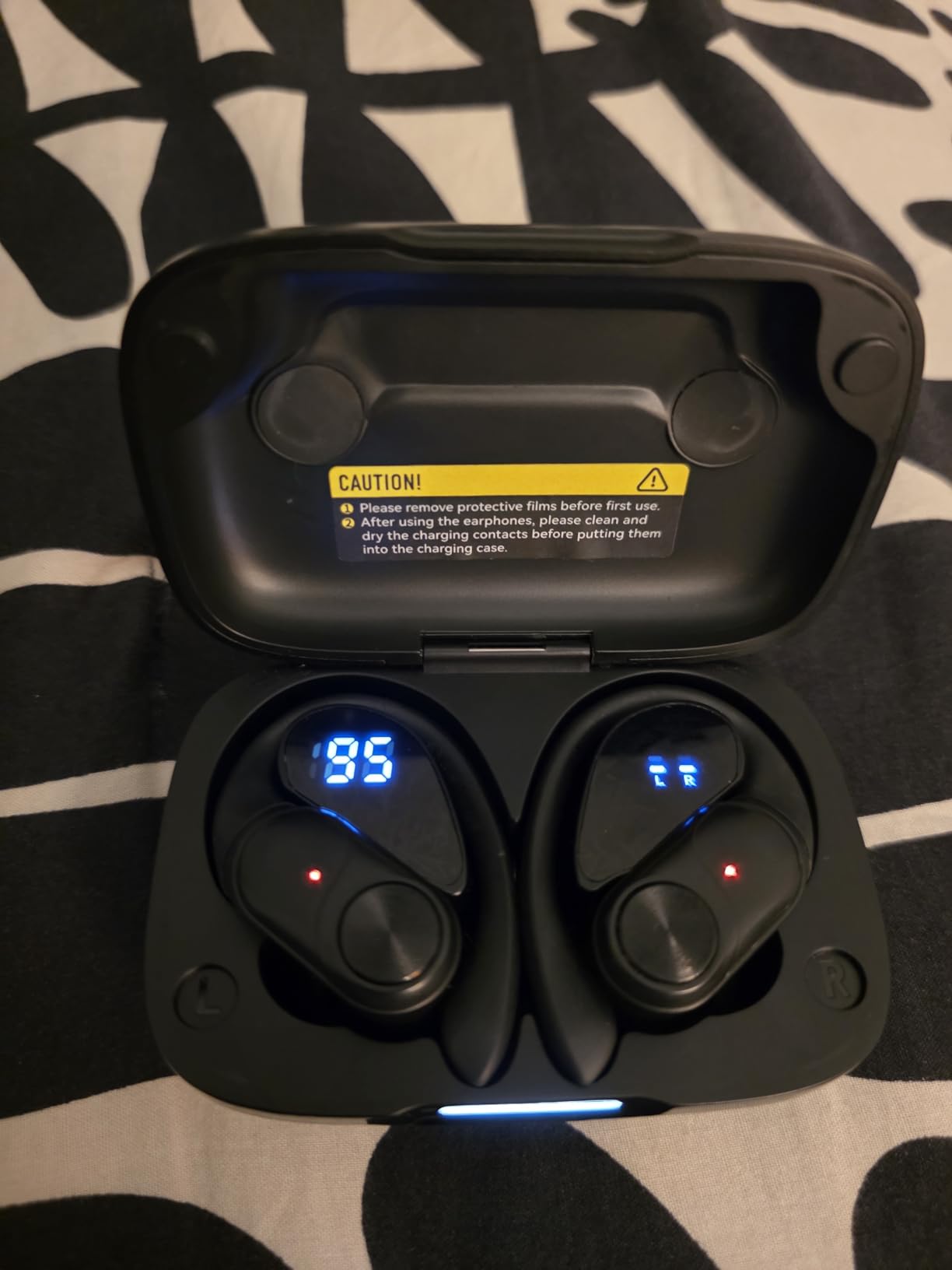 PocBuds Bluetooth Headphones Wireless Earbuds 80hrs Playtime Wireless Charging Case Digital Display Sports Ear Buds with Earhook Deep Bass IPX7 Waterproof Over-Ear Earphones for TV Phone Laptop Black customer photo 1