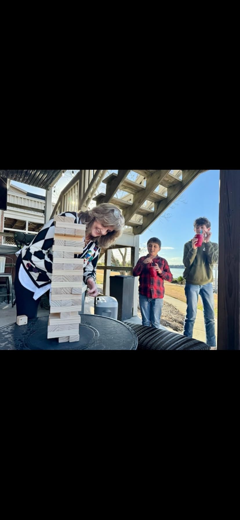 Olsa Giant Tumble Tower 57PCS Wooden Block Stacking Yard Games with Carrying Bag customer photo 2
