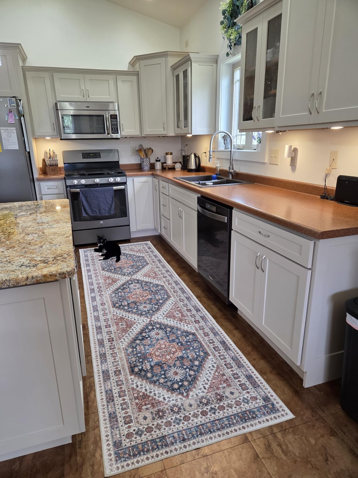 Madane Runner Rugs for Hallway 2x10 Long Washable Non-Slip Hallway Runner Rug Low-Pile Stair Kitchen Runner Throw Carpet for Entrance Living Dining Laundry Room (Turmeric/Grey, 2 x 10) customer photo 1