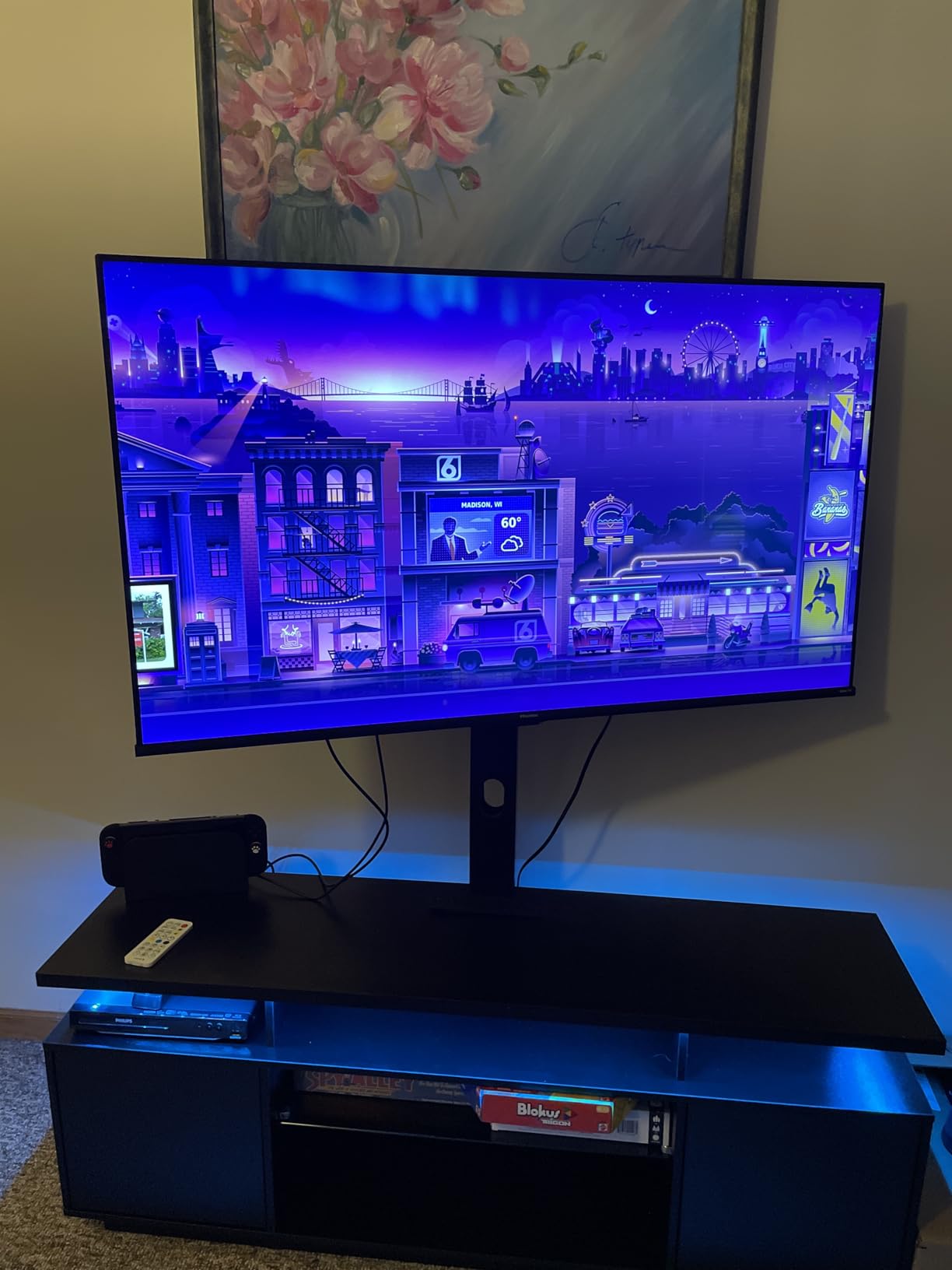 Rolanstar TV Stand with Mount and Power Outlet 51.2