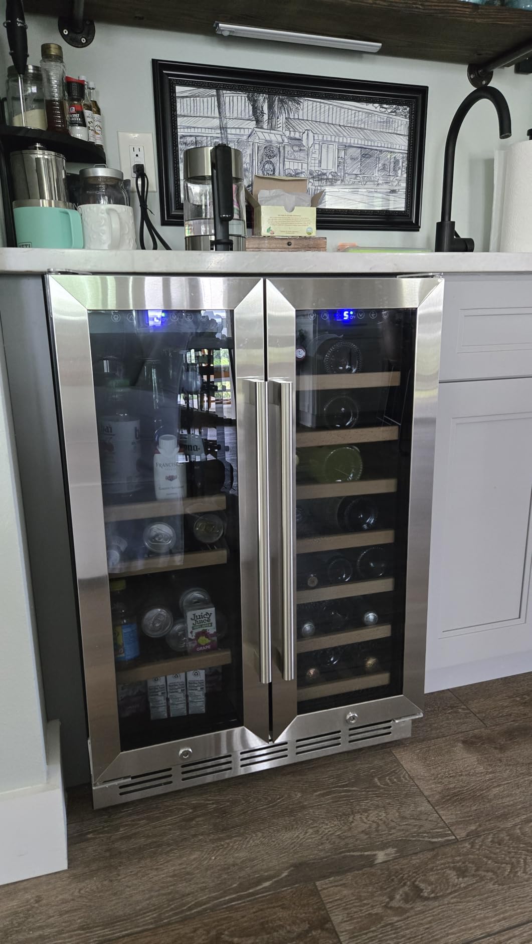 FoMup Wine Cooler Refrigerator 24 Inch, 180 Bottles Large Wine Fridge Dual Zones, Tall Freestanding/Built-in Wine Cellar Professional with Reversible Door Sliding Rail Shelves customer photo 1