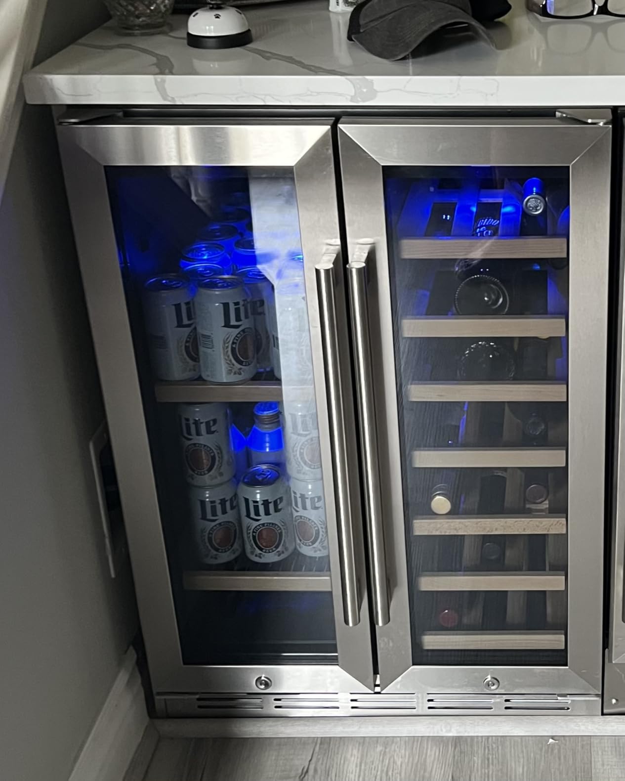 FoMup Wine Cooler Refrigerator 24 Inch, 180 Bottles Large Wine Fridge Dual Zones, Tall Freestanding/Built-in Wine Cellar Professional with Reversible Door Sliding Rail Shelves customer photo 2