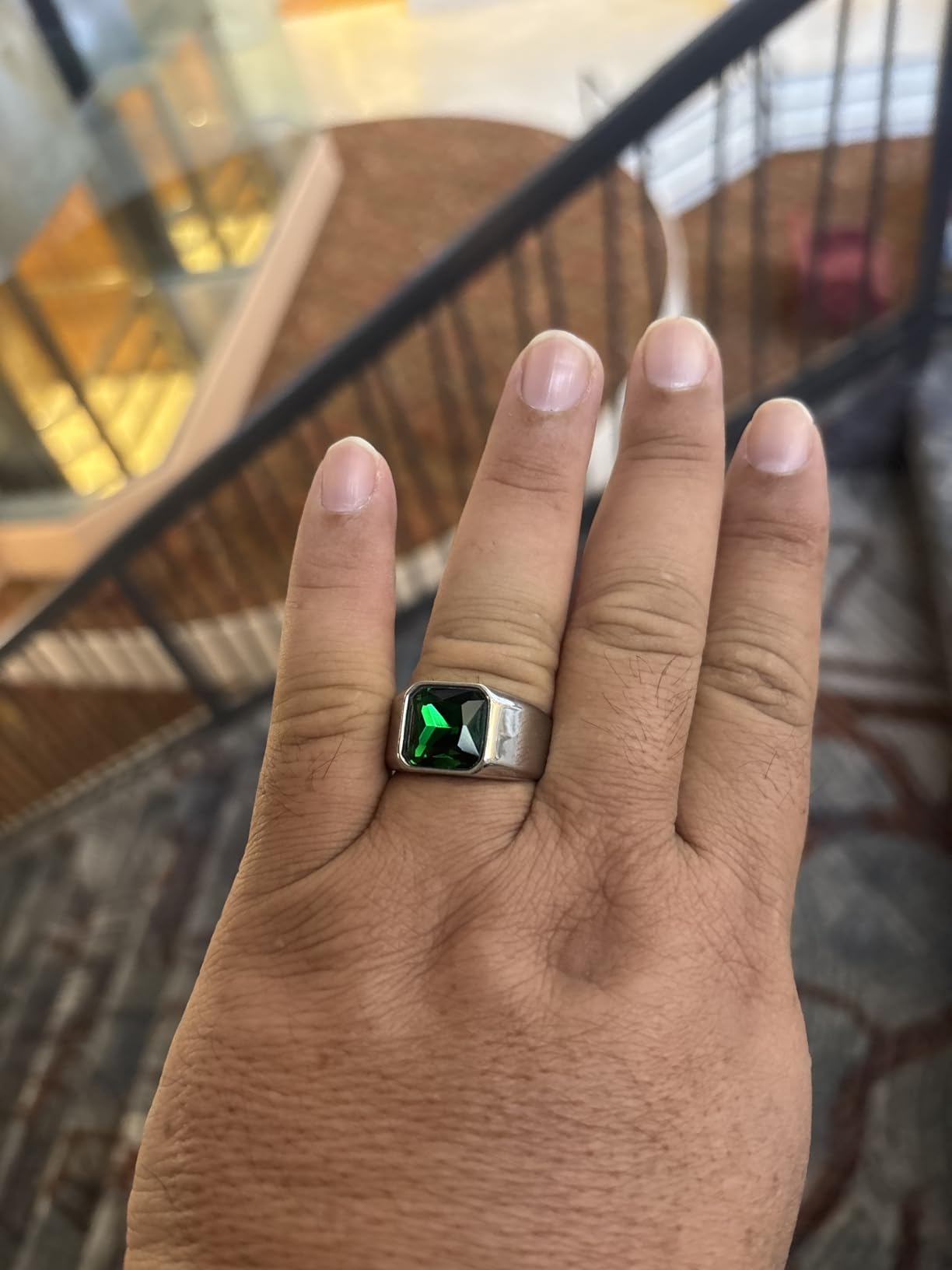 Chunky Signet Ring for Men, Stainless Steel/Black Ring Synthetic Gemstone Band Ring Biker Ring for Men, Thumb Pinky Ring Mens Fashion Ring Jewelry Size 7-14, Gift Package customer photo 2