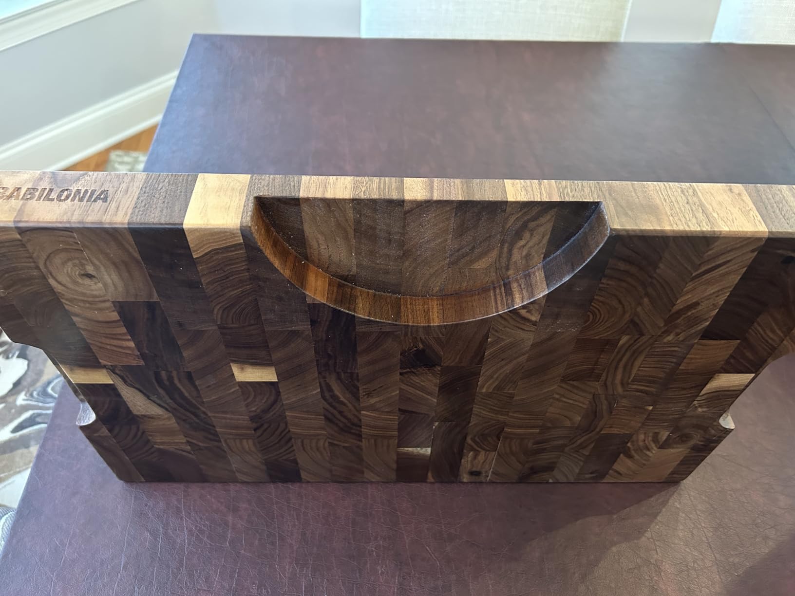 American Black Walnut Cutting Board - 19.7 x 12.2 Inch (ExtraThick 1.7 Inch) Hardwood Butcher Block, Charcuterie, Heavy Duty End Grain Wood Chopping Board with Juice Groove and Handles (Oil and Plate Included) customer photo 2