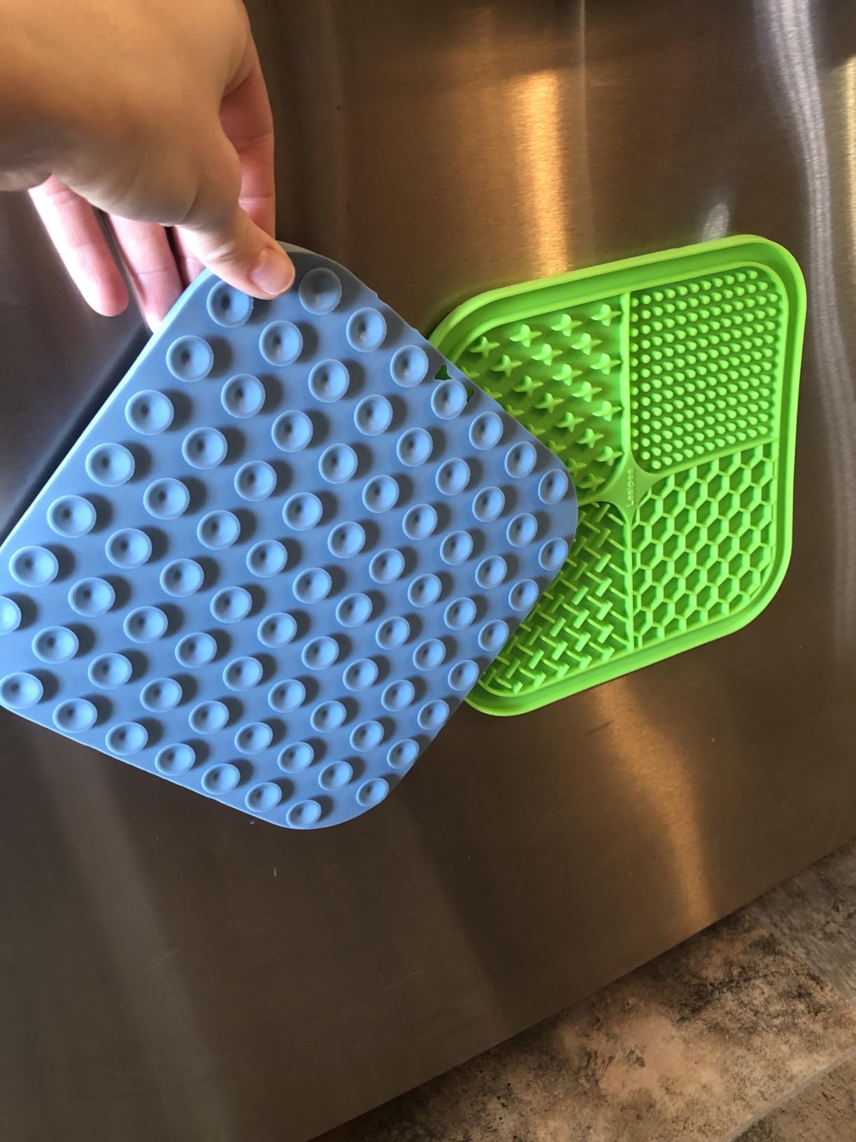 Lesipee Licking Mat for Dogs & Cats 2 Pack, Slow Feeder Lick Pat, Dishwasher Safe, Anxiety Relief Dog Toys Feeding Mat for Butter Yogurt Peanut, Pets Supplies Bathing Grooming Training Calming Mat customer photo 1