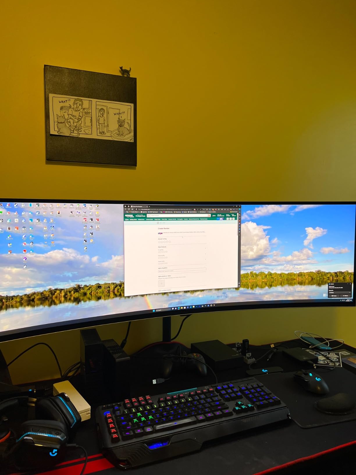 Samsung 49-inch Odyssey G93SC Series Curved Gaming Monitor, QD-OLED, 240Hz, 0.03ms, DQHD, G-Sync Compatible, FreeSync Premium Pro, Adjustable Stand customer photo 2