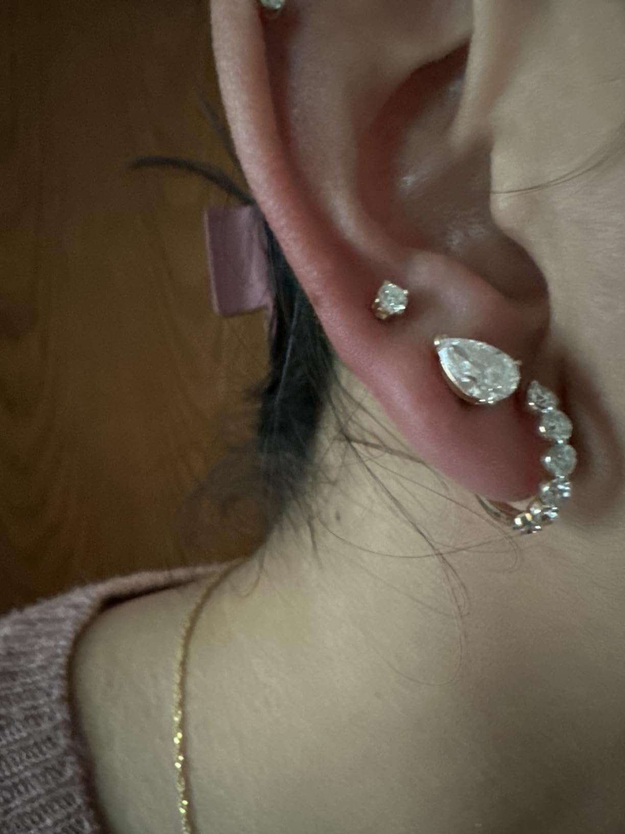 Lab-Grown Diamond Stud Earrings 10KT White Gold and 10KT Yellow Gold | VS2 SI1 Clarity, F Color, Round Cut customer photo 1