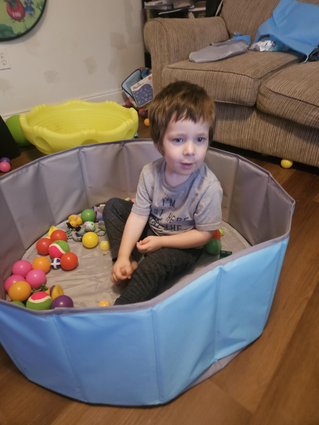 Hikiddy Large Ball Pit for Toddlers - 44in Baby Ball Pool with Playmat, Hold Over 1000 Balls, Foldable Play Pit for Kids Dogs Indoor and Outdoor Games, Party Toys Gifts, Balls Not Include (Blue) customer photo 2