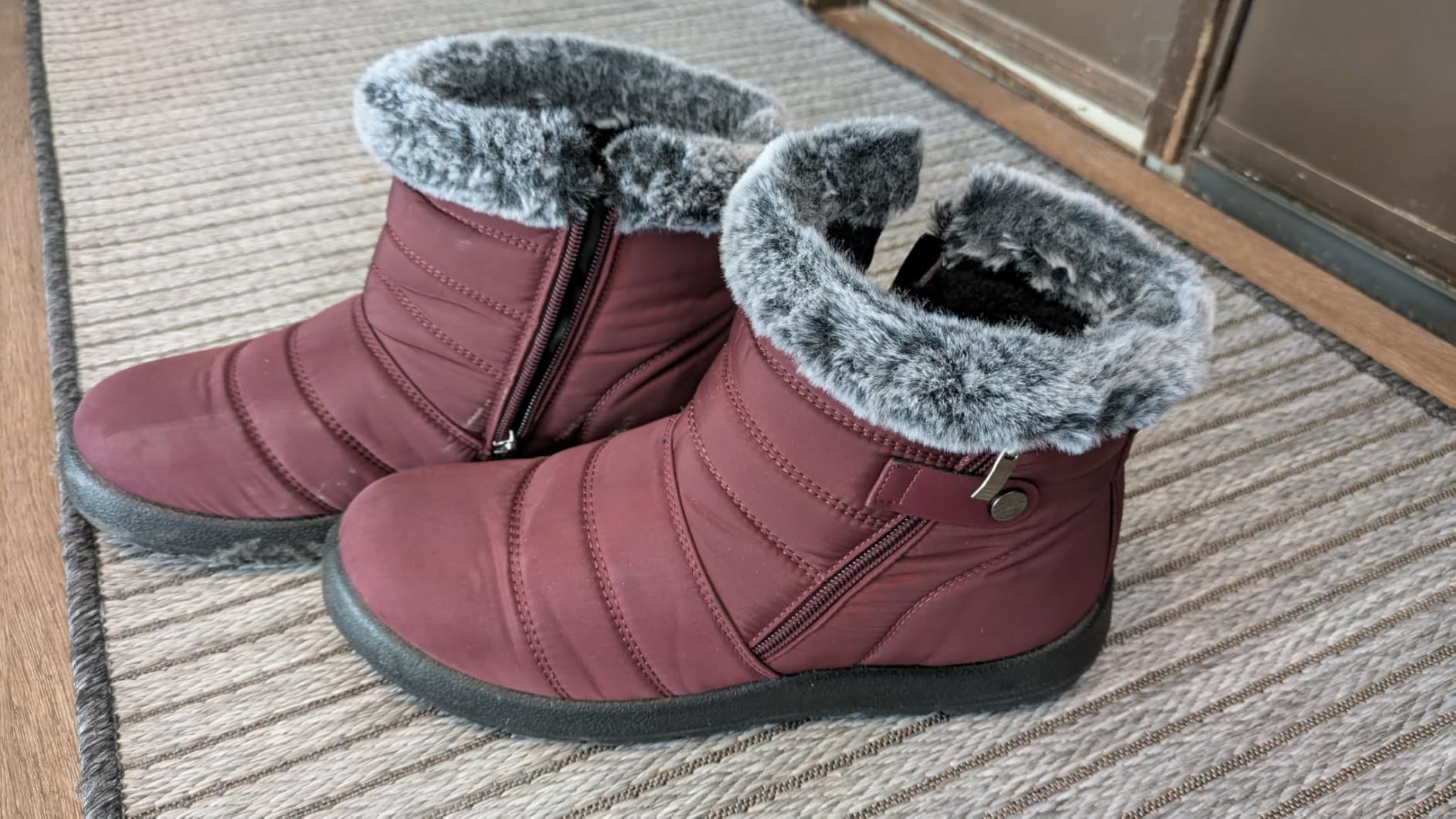 Women Winter Snow Boots: Black Waterproof Walking Booties Non Slip Fur Lined Warm Outdoor Ankle Short Boot customer photo 2