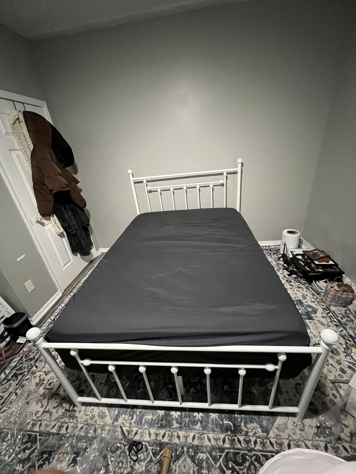 SHA CERLIN 14 inch Queen Size Metal Platform Bed Frame with Victorian Headboard and Footboard, Steel Slats Mattress Foundation for Storage, No Box Spring Needed, Noise Free, Black customer photo 2