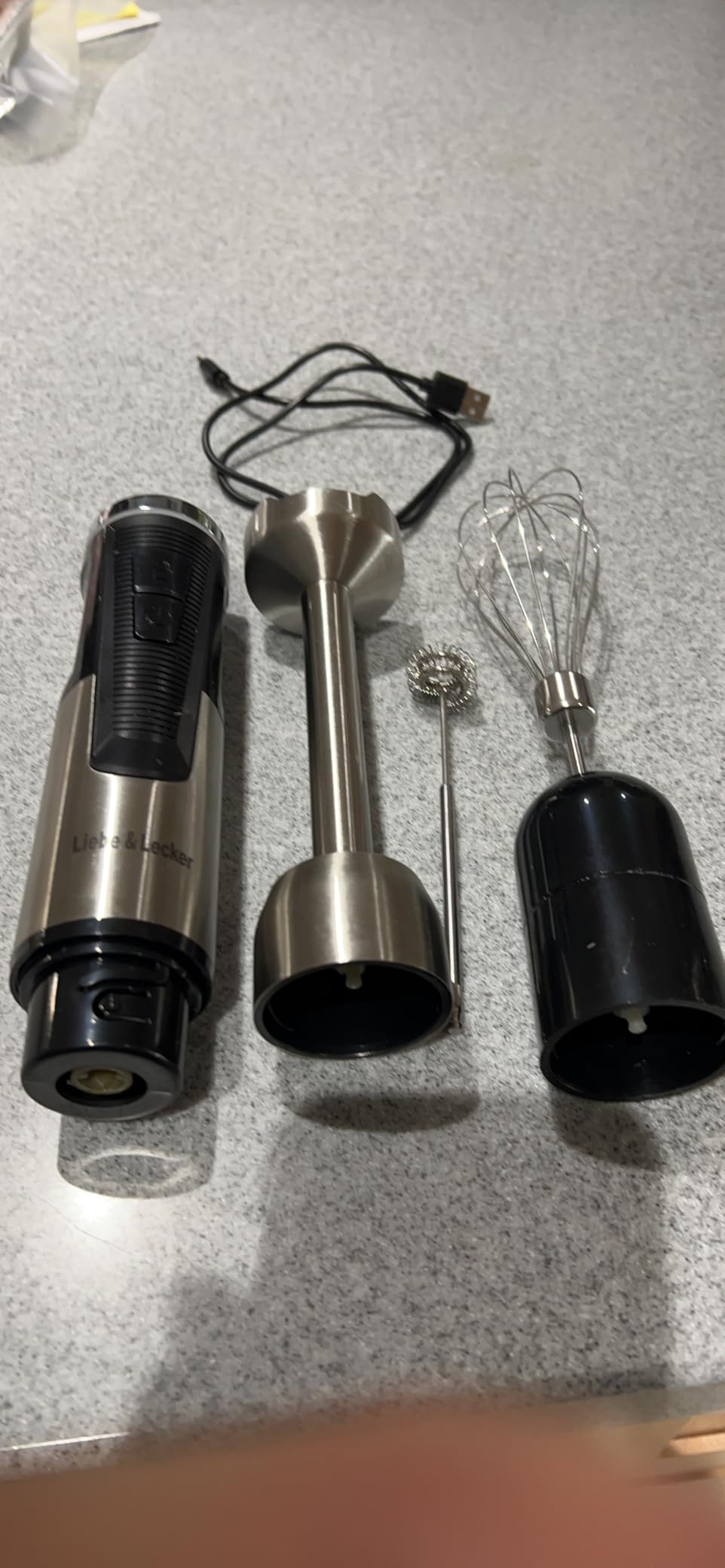 Liebe&Lecker Immersion Blender Handheld Cordless, 3 in 1 Cordless Hand Blender, 8 Speed Emulsion Blender Handheld with Whisk Milk Frother for Soup Smoothie customer photo 1
