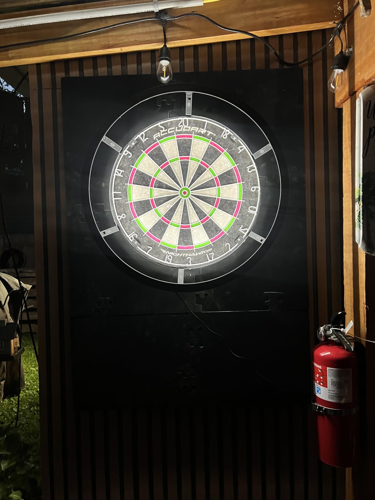 Accudart Nighthawk 2‑in‑1 LED & Blacklight Bristle Dartboard Surround Set - Official 18