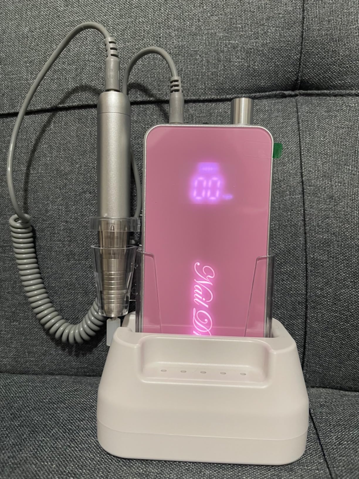 Makartt Nail Drill Professional, 35,000RPM Rechargeable Electric Nail File for Acrylic & Gel Removal, 60W Brushless Motor, 2-in-1 Desktop & Portable, LCD Display, for Home & Salon Use, Nouvella Pink customer photo 2