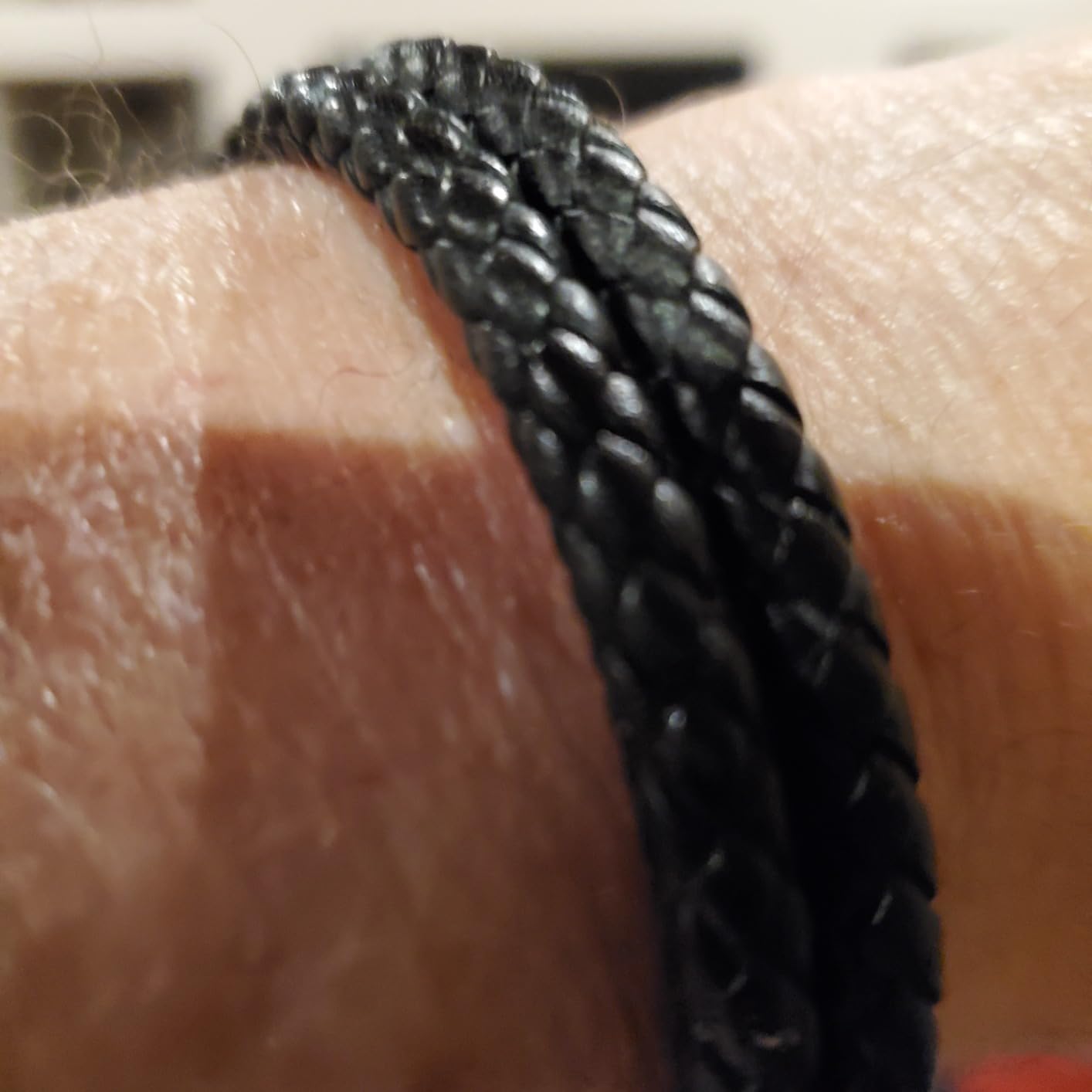 RTZN Black Leather Bracelets for Men - Premium Artisan Handcrafted Collection - Single, Stacked, & Double Strand Braided Leather, Onyx Stone & Silver Chain Designs customer photo 1