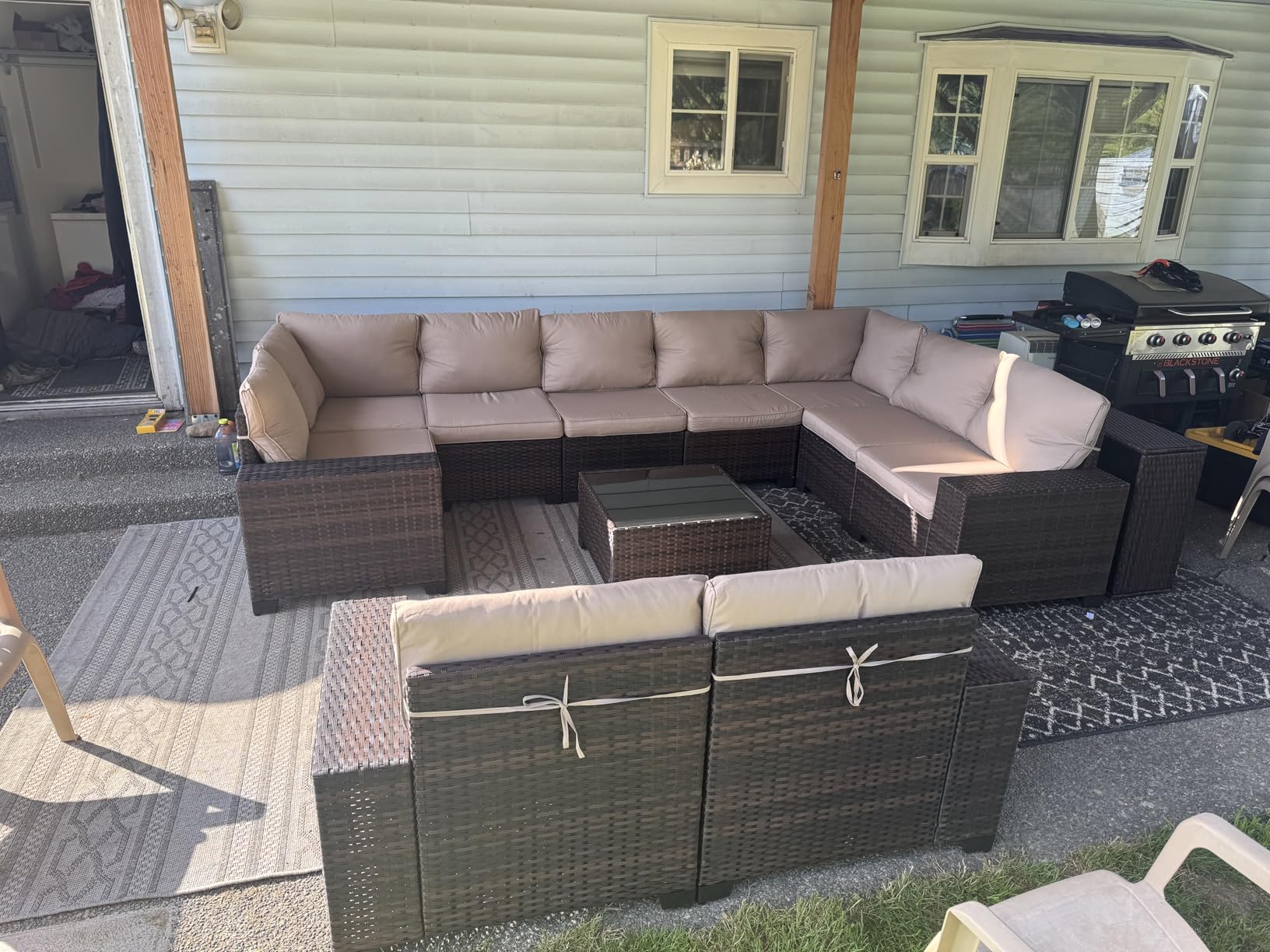 Kullavik 6PCS Outdoor Patio Furniture Set PE Wicker Rattan Sectional Sofa Patio Conversation Sets, Navy Blue customer photo 1