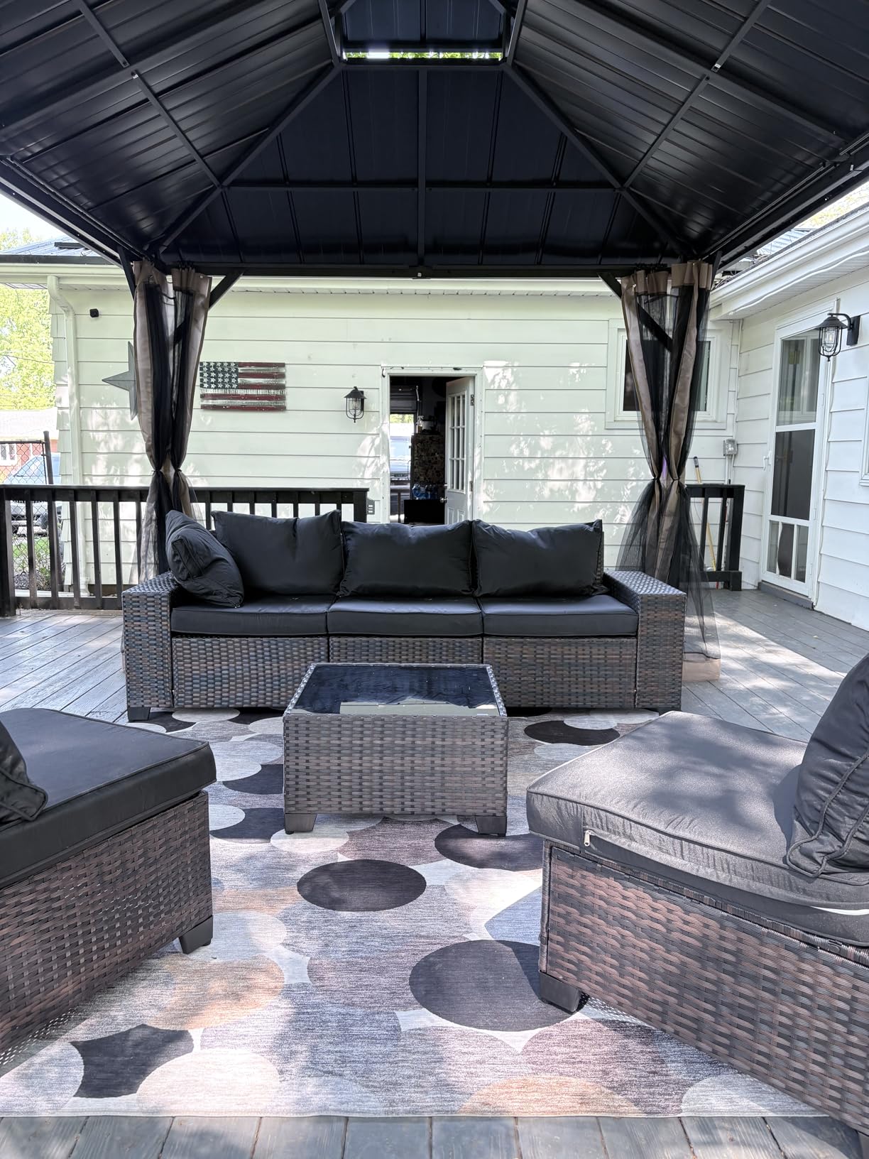 Kullavik 6PCS Outdoor Patio Furniture Set PE Wicker Rattan Sectional Sofa Patio Conversation Sets, Navy Blue customer photo 2