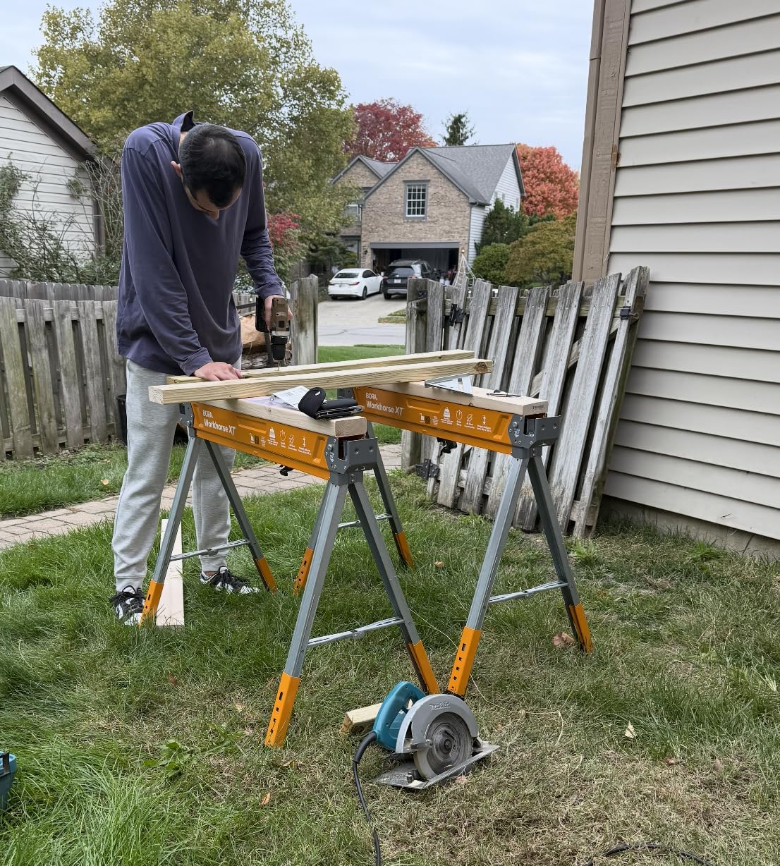 BORA Workhorse XT Adjustable Saw Horses 2 Pack Folding Heavy Duty Sawhorse with Adjustable Height Legs, 2700 lbs Capacity - Portable Workbench & Work Station with Built-in Bottle Opener PM-3360T customer photo 1