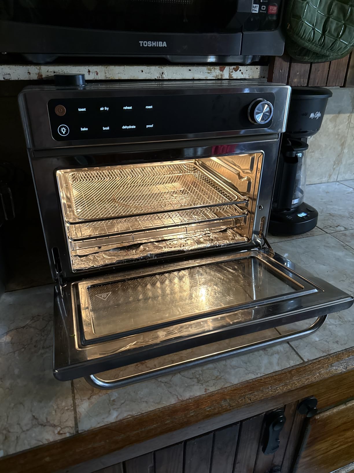 Our Place Wonder Oven | 6-in-1 Stainless Steel Air Fryer Toaster Oven Combo with Basket, Rack, Pan & Tray | Compact 13 QT Countertop Capacity - Toast, Roast, Bake, Reheat, Broil & Steam customer photo 2