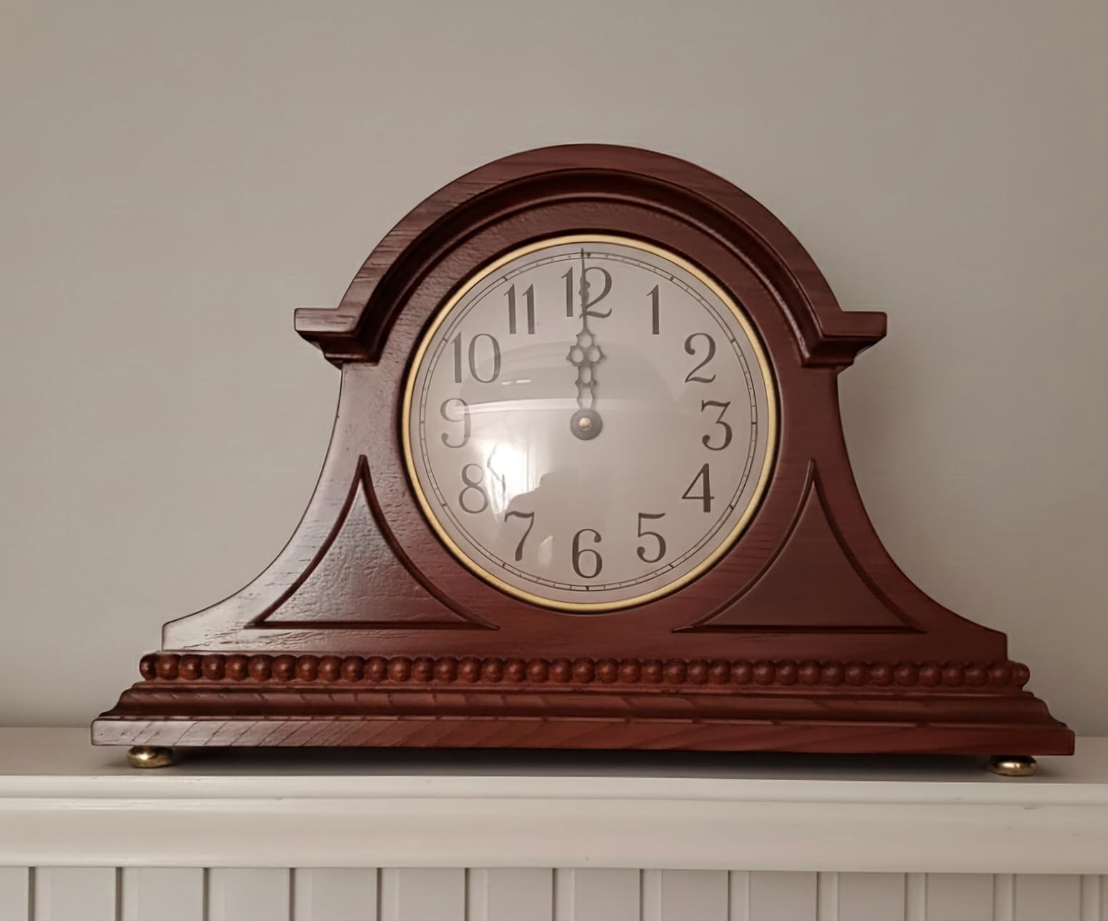 AYRELY Grandfather Mantel Clock with Hour/Quarter-Hour Chime, Elegant Wooden Frame, Table Clocks Battery Operated, Desk Shelf Vintage Clock for Living Room, Home Decor Gift customer photo 1
