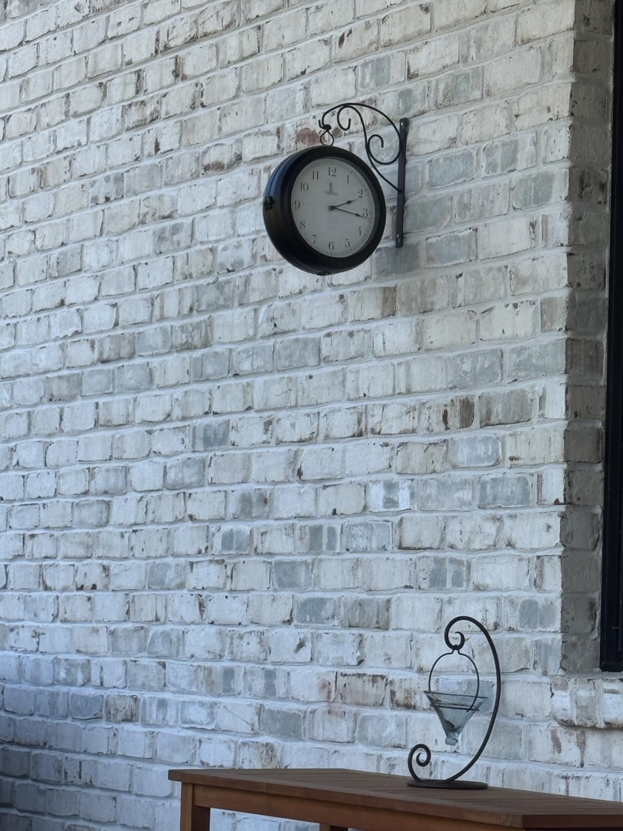 Metal Double Sided Wall Clock 10 Inch - Decorative Indoor Outdoor Double Sided Clock - Easy to Read, Hanging Train Station Style for Patio, Garden, Office & More - Antique Style Outside Corner Wall Decor customer photo 2