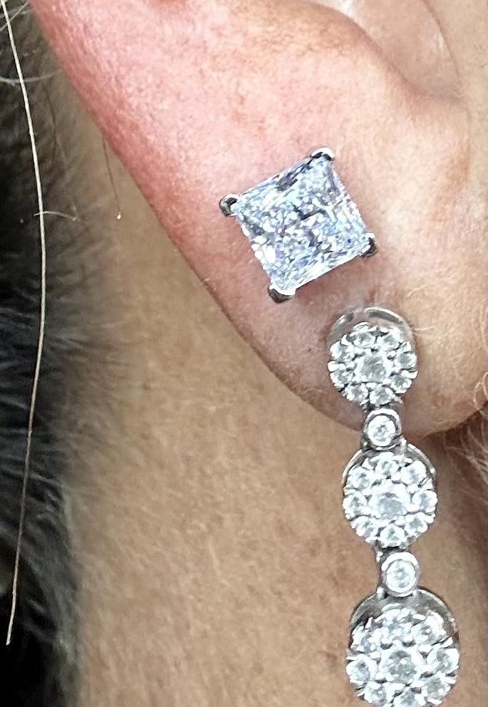 925 Sterling Silver 2-4 Carat Lab Simulation-Diamond Stud Earrings 5A Cubic Zirconia Stud Earrings Hypoallergenic White Gold Plated, Perfect Jewelry Gifts customer photo 1