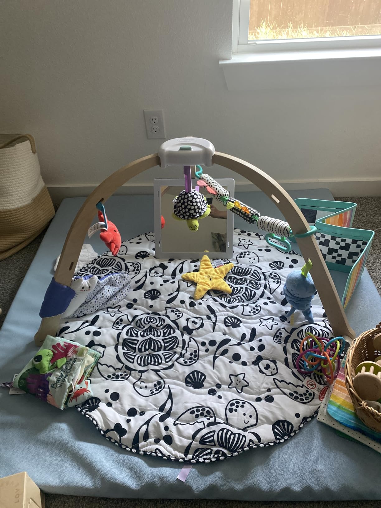 Melissa & Doug Ocean Wooden Baby Play Gym, Easy-Fold Baby Activity Center, 5 Washable Sensory Toys & Reversible Play Mat, Infant Toys, Ages 0-9 Months - FSC Certified customer photo 2
